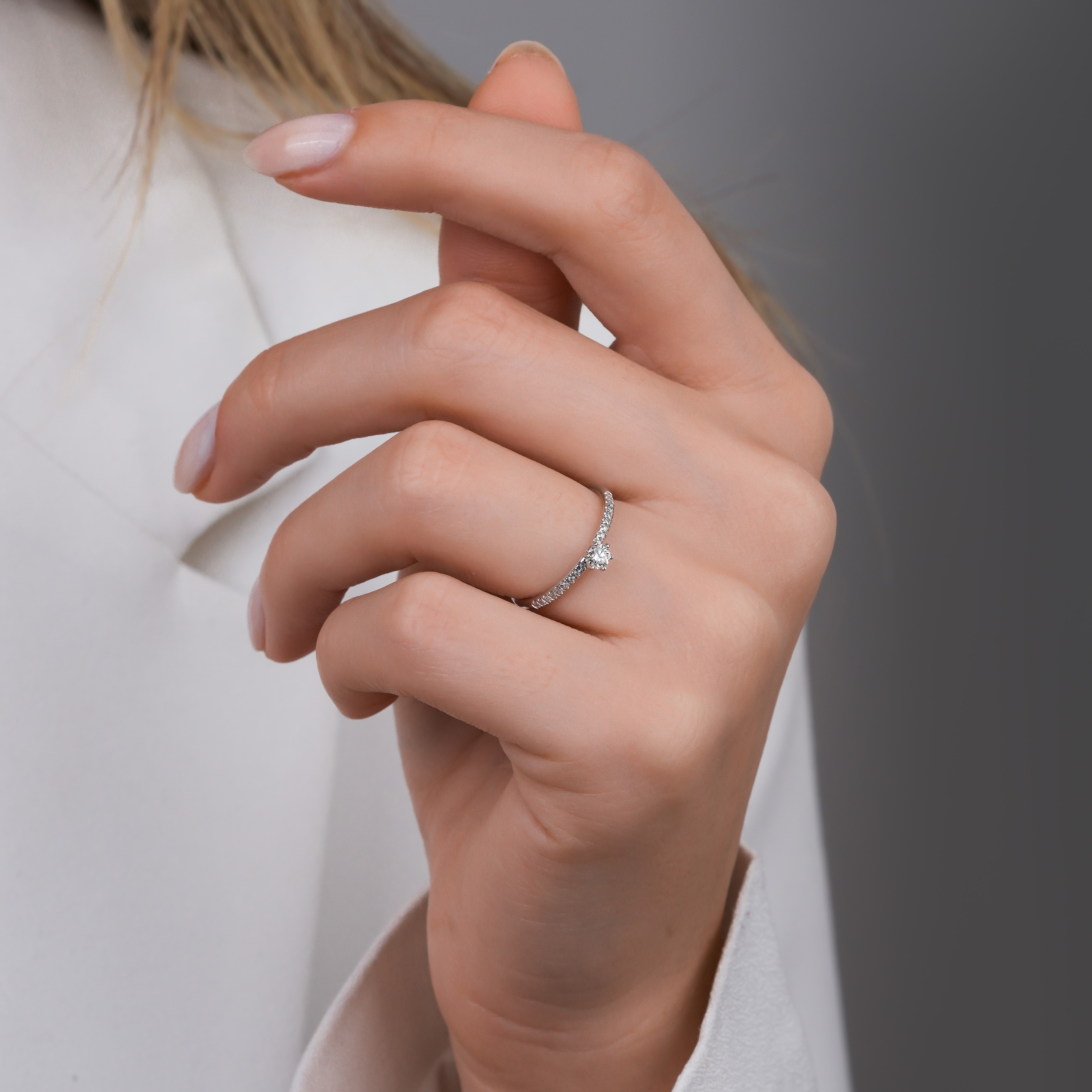 RING Solittaire BULEVARDI K18 White Gold with 0.15ct Diamonds BLVD12711 - 