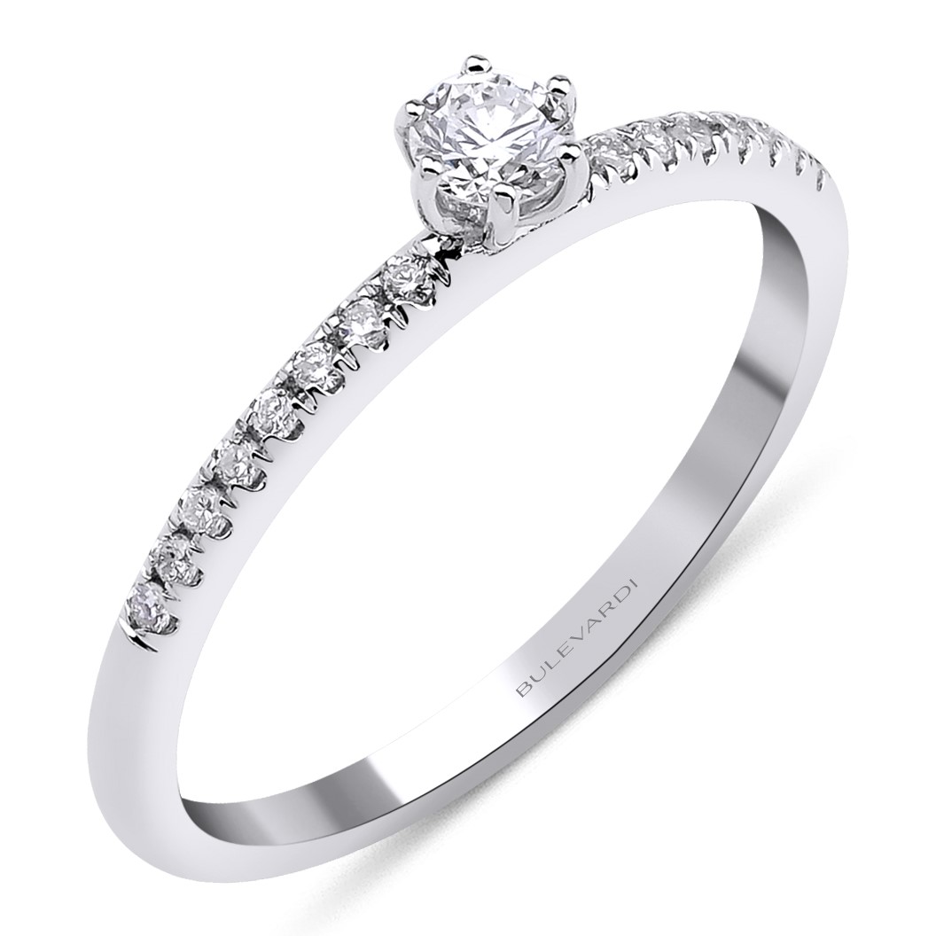 RING Solittaire BULEVARDI K18 White Gold with 0.15ct Diamonds BLVD12711 - 