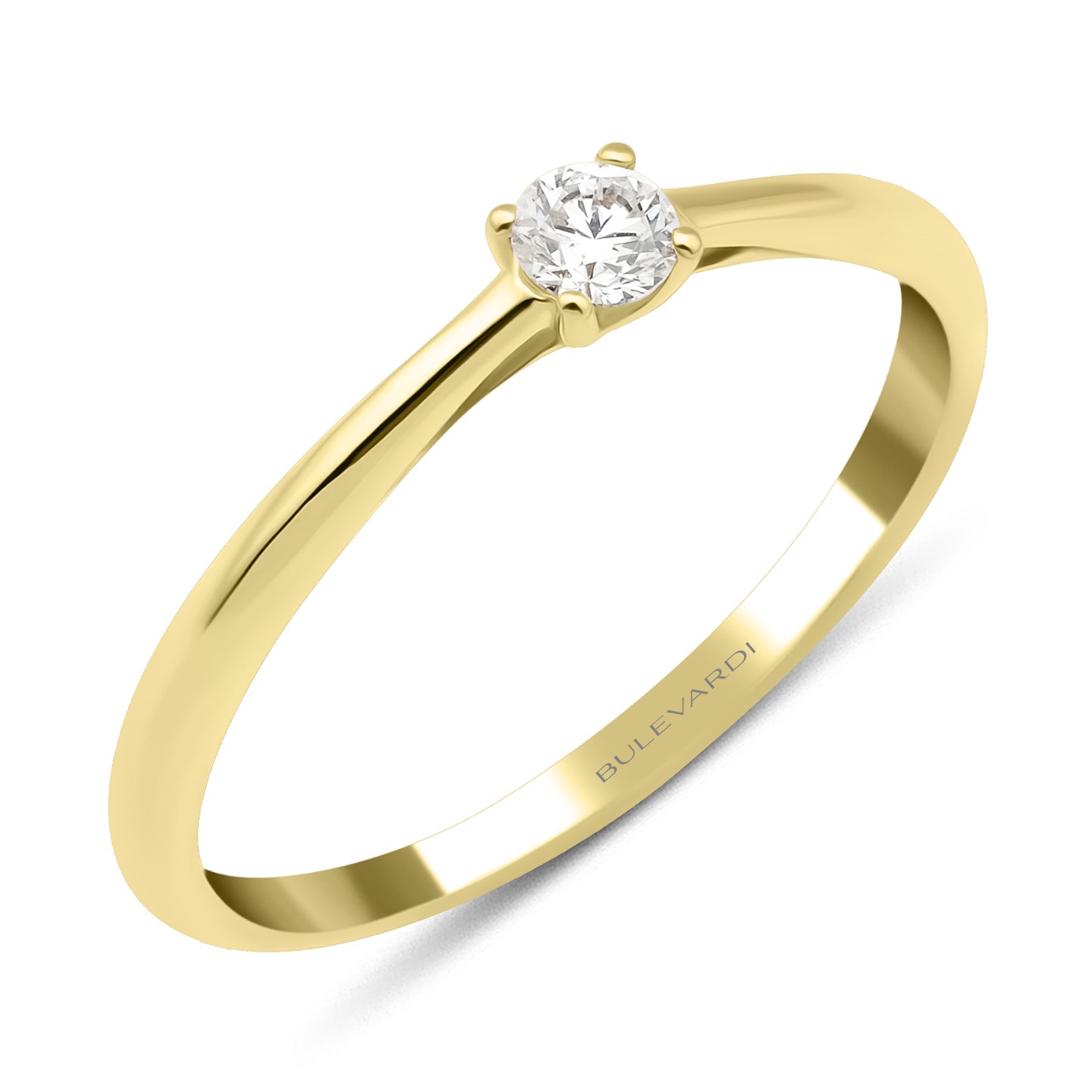 RING Solitaire BULEVARDI K18 Yellow Gold with 0.20ct Diamond BLVD12718 - 