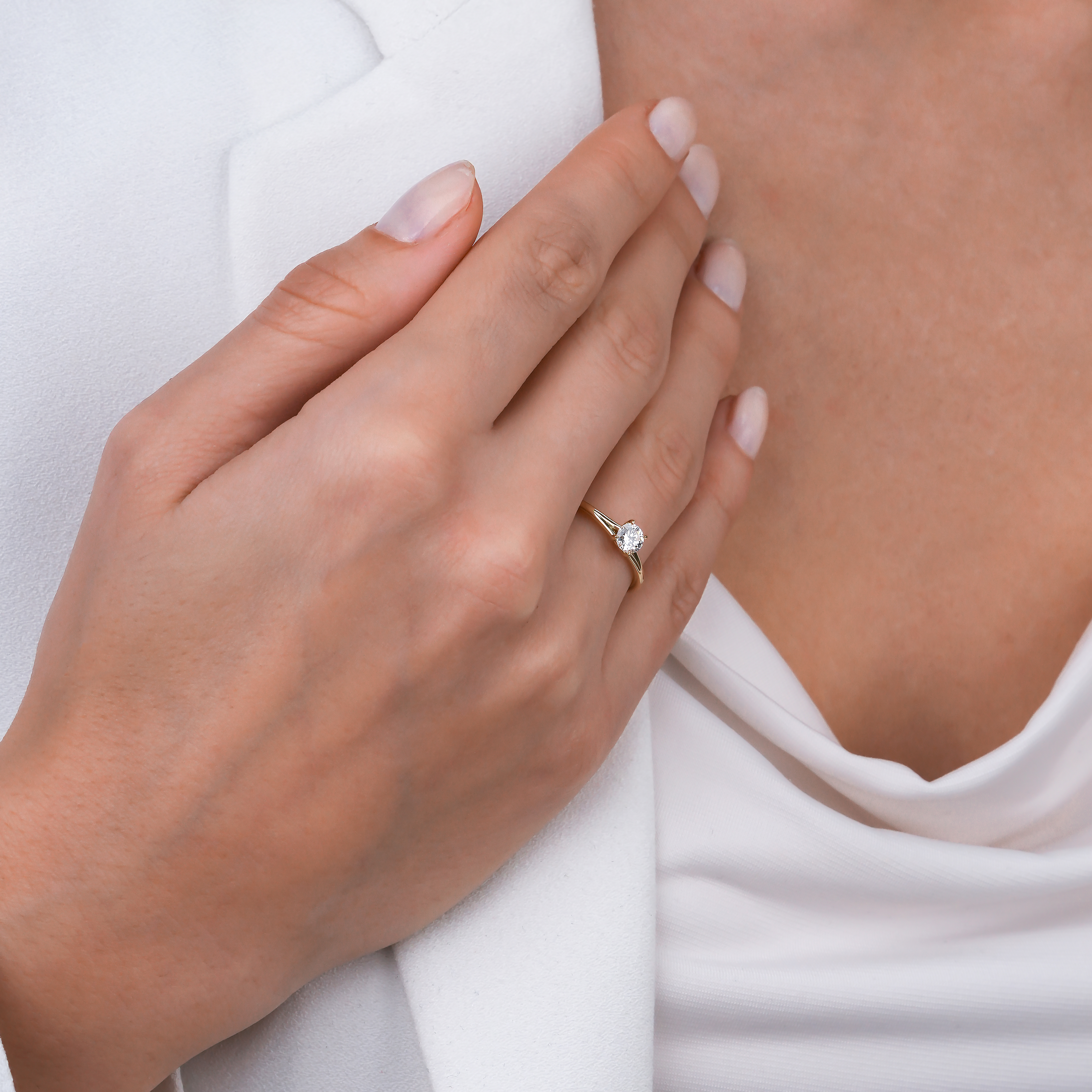 RING Solittaire BULEVARDI K18 Yellow Gold with Diamonds BLVD12723 - 2