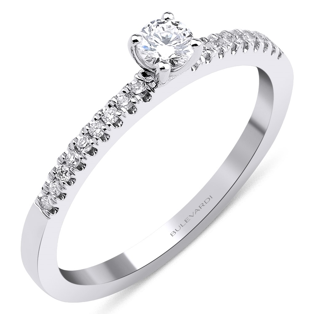 ΔΑΧΤΥΛΙΔΙ Μονόπετρο BULEVARDI Κ18 Λευκό Χρυσό με 0.25ct Διαμάντι BLVD12725 - 