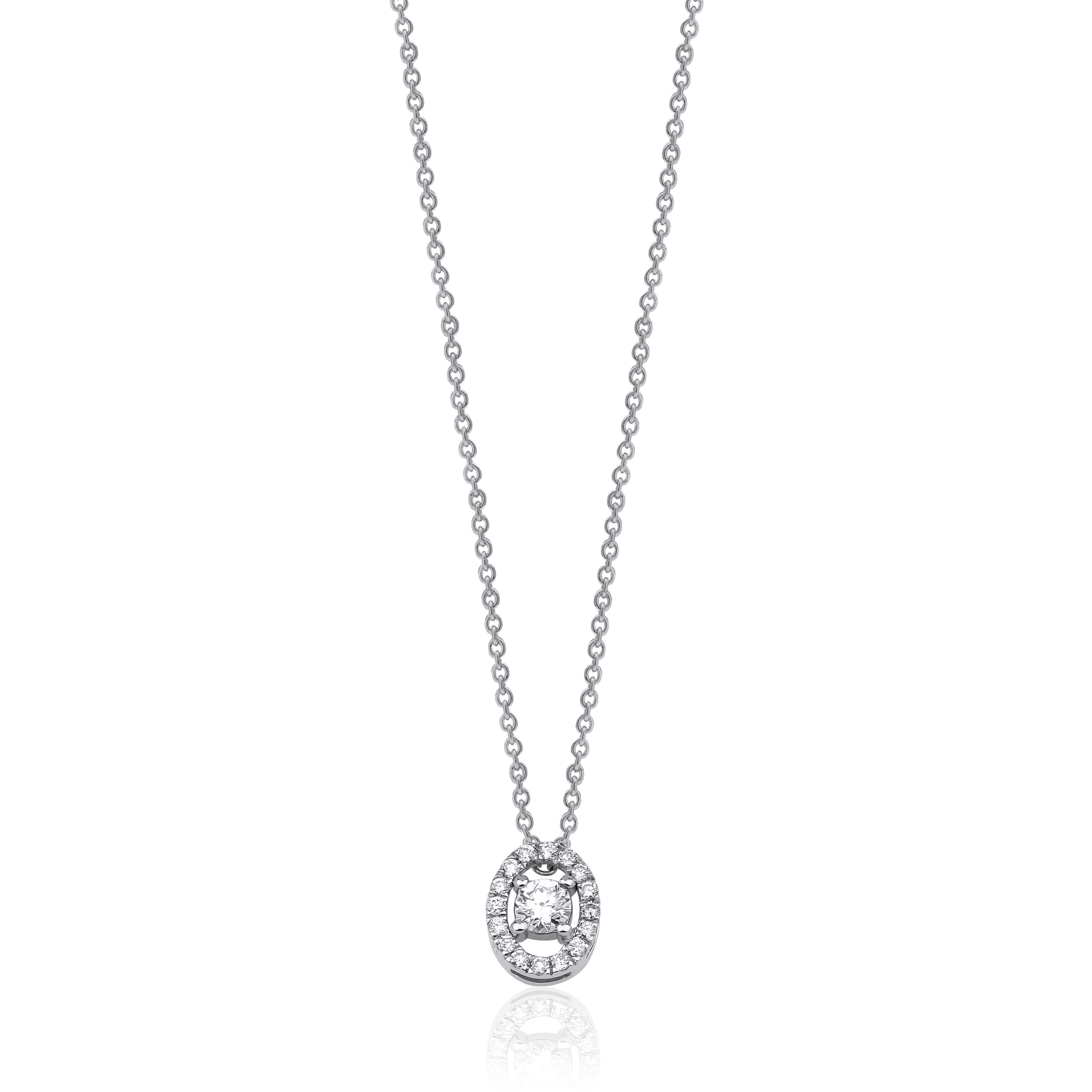 NECKLACE Halo BULEVARDI White Gold K18 with Brilliant Diamonds BLVD13606 - 