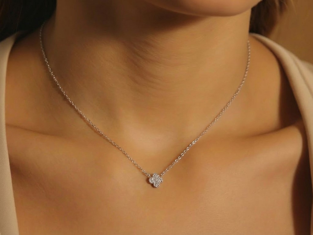 NECKLACE Full Stone BULEVARDI K18 White Gold with 0.20ct Diamonds BLVD13609 - 