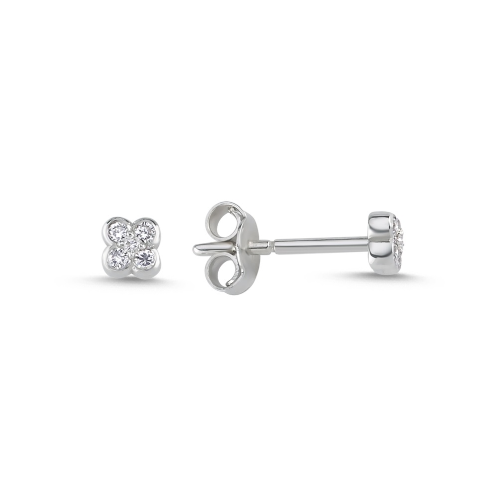 EARRINGS Full Stone BULEVARDI in White Gold K18 with 0.10ct Diamonds BLVD13610 - 