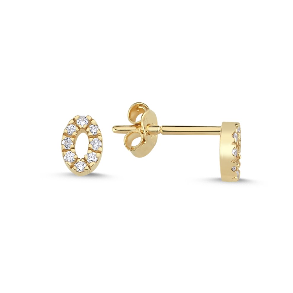 EARRINGS Full Stone BULEVARDI in Yellow Gold K18 with 0.09ct Diamonds BLVD13612 - 