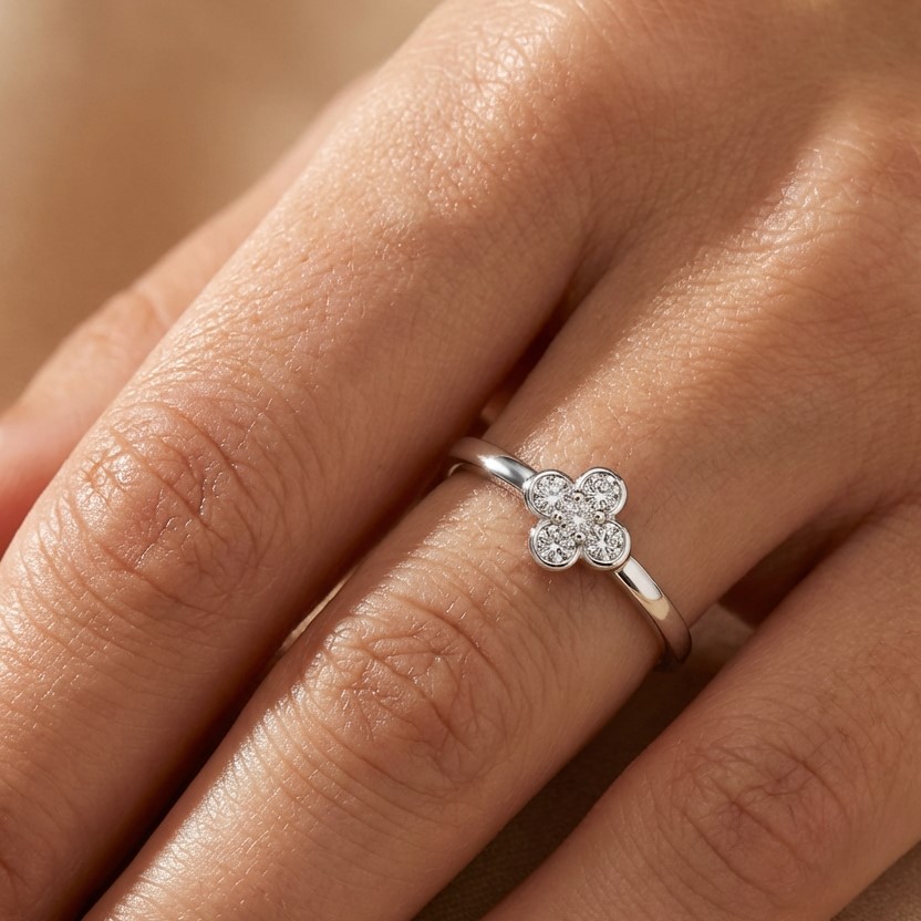 RING Full Stone BULEVARDI K18 White Gold with 0.19ct Diamonds BLVD13608 - 