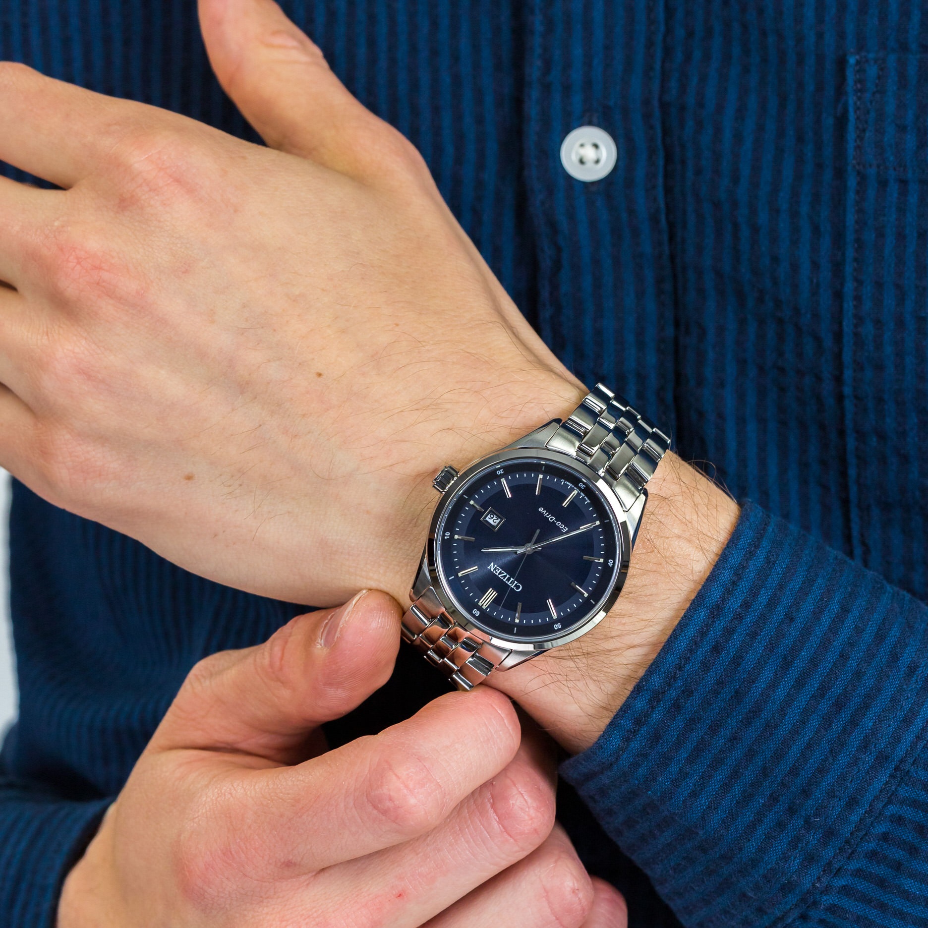 CITIZEN Classic Eco-Drive Blue Dial 41mm Silver Stainless Steel Bracelet BM7251-53L - 