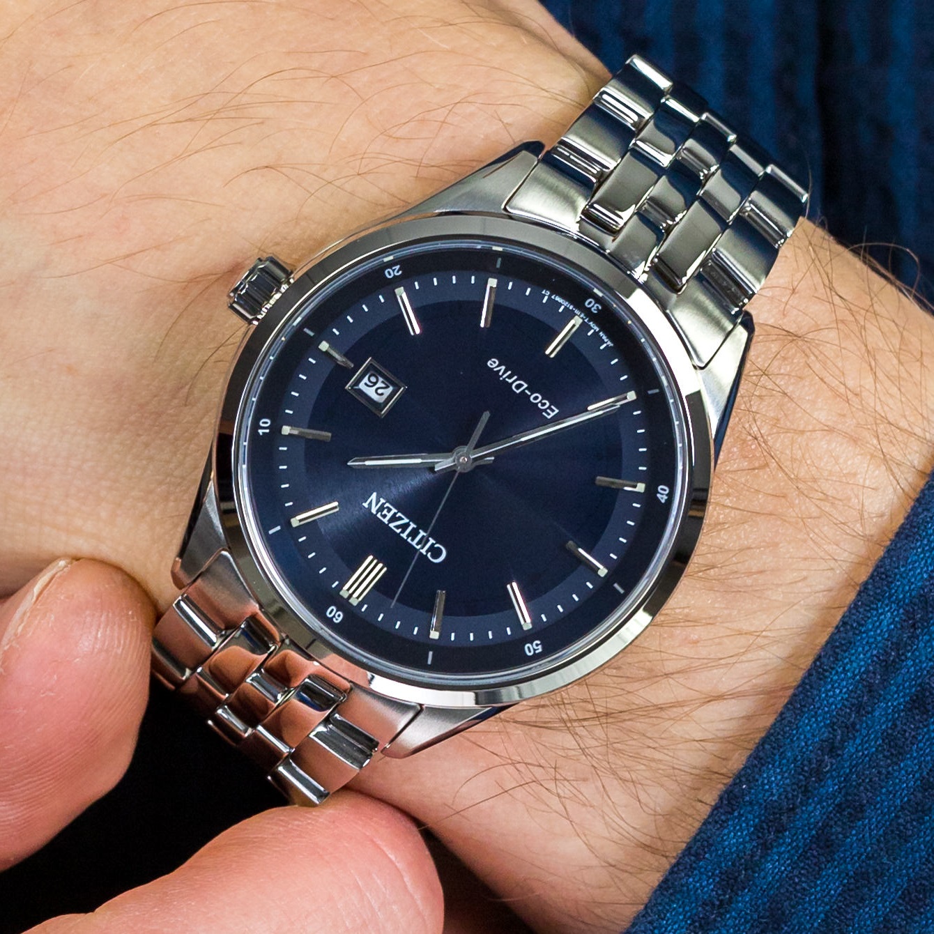 CITIZEN Classic Eco-Drive Blue Dial 41mm Silver Stainless Steel Bracelet BM7251-53L - 3