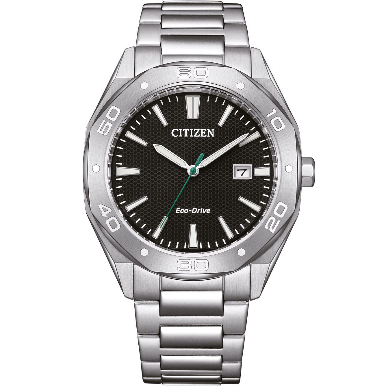 CITIZEN Active Sport Eco-Drive Black Dial 41mm Silver Stainless Steel Bracelet BM7631-52E - 