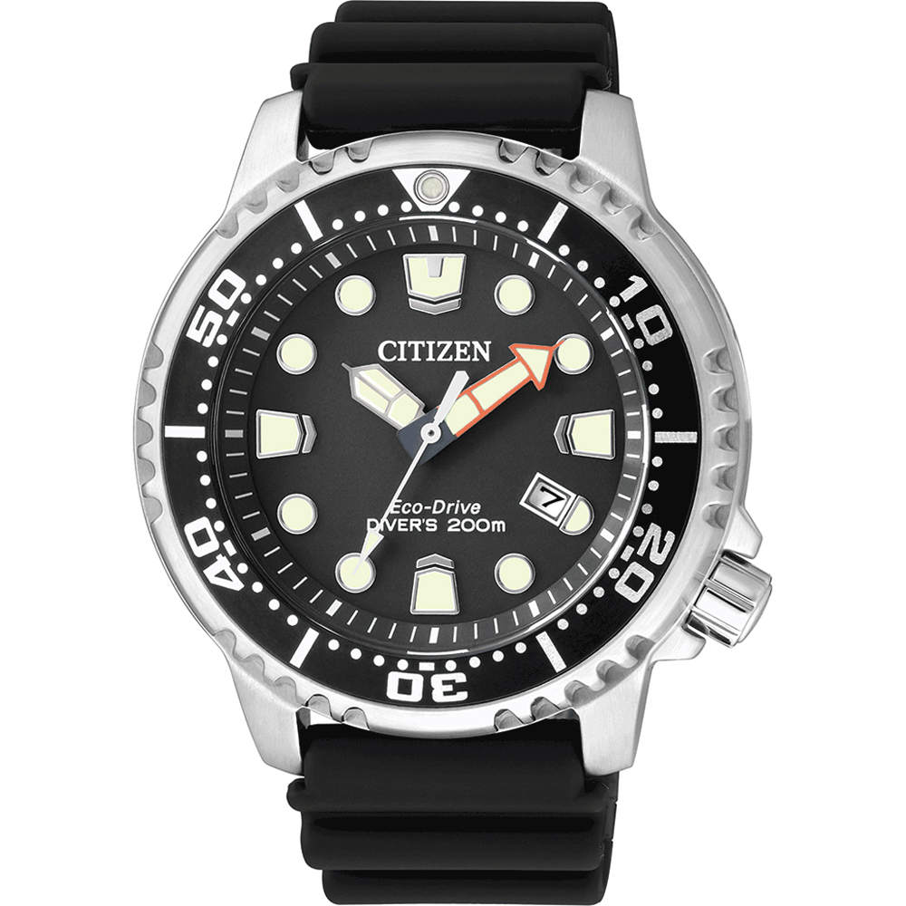 CITIZEN Promaster Diver's Eco-Drive Black Dial 44mm Silver Stainless Steel Black Rubber Strap BN0150-10E - 