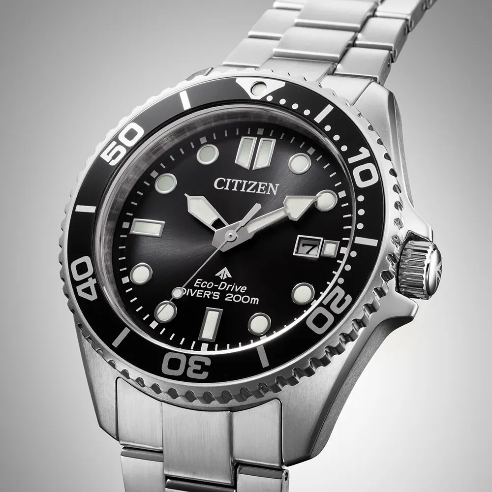 CITIZEN Promaster Eco-Drive Diver 200M Black Dial 40.55mm Silver Stainless Steel Bracelet BN0261-51E - 6
