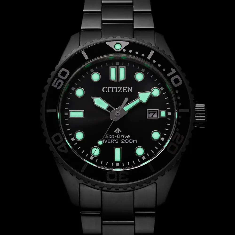 CITIZEN Promaster Eco-Drive Diver 200M Black Dial 40.55mm Silver Stainless Steel Bracelet BN0261-51E - 8