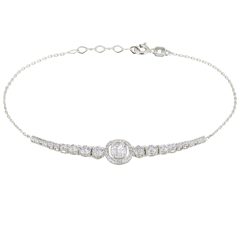 ΒΡΑΧΙΟΛΙ SENZIO Collection Κ14 Λευκό Χρυσό με Πέτρες Ζιργκόν 5LAV.CS109BB - 