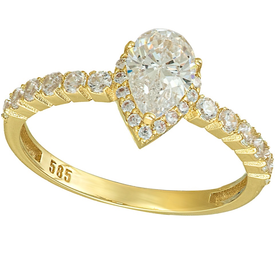 ΔΑΧΤΥΛΙΔΙ Ροζέτα SENZIO Collection Κίτρινο Χρυσό Κ14 με Πέτρες Ζιργκόν 5LAV.CS139R - 