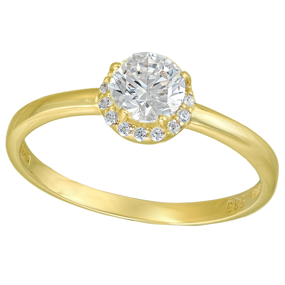 ΔΑΧΤΥΛΙΔΙ Ροζέτα SENZIO Collection Κίτρινο Χρυσό Κ14 με Πέτρες Ζιργκόν 5LAV.CS140R - 