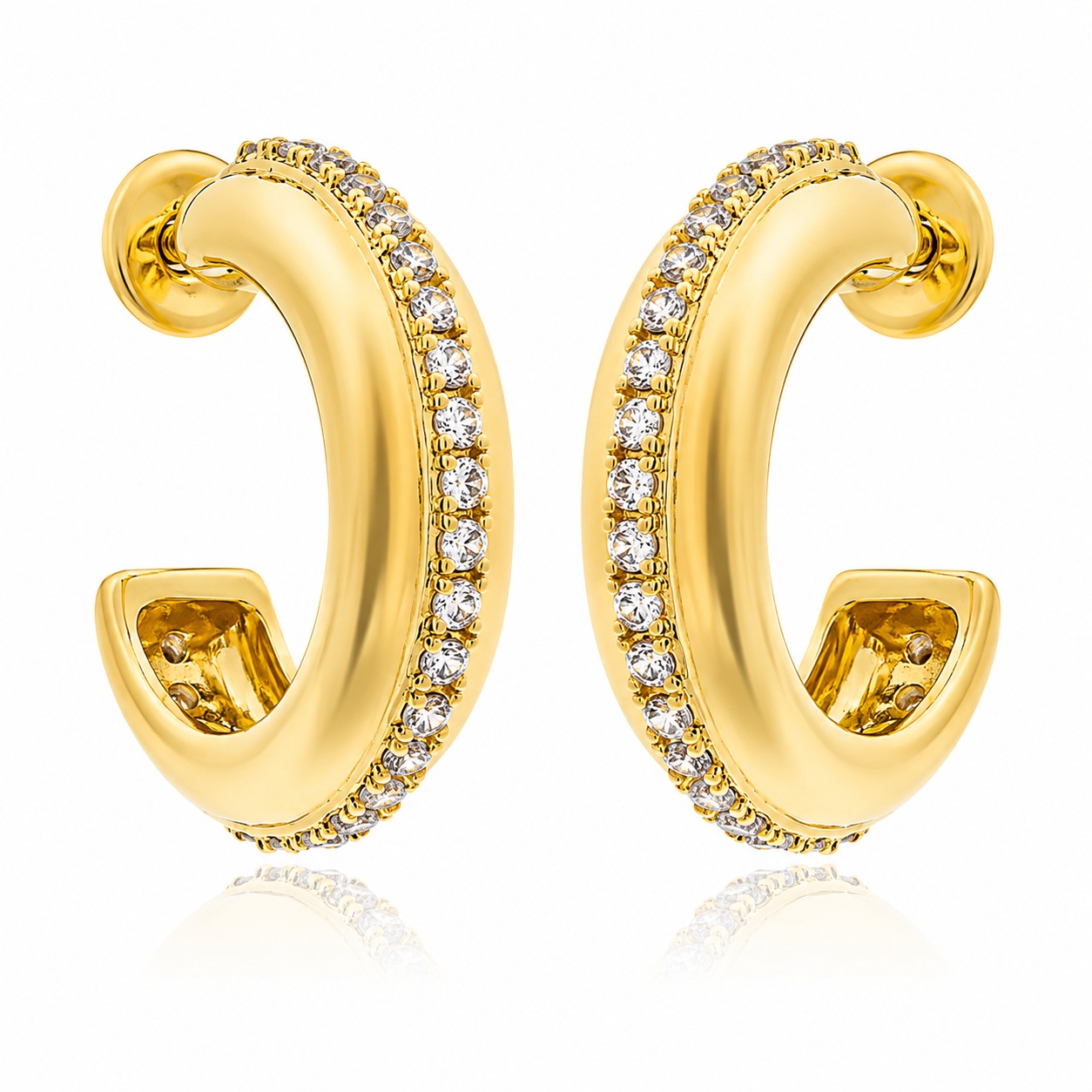 JOOLS Hoops Earrings from Gold-Plated Brass with Synthetic Stones E4400-1-617