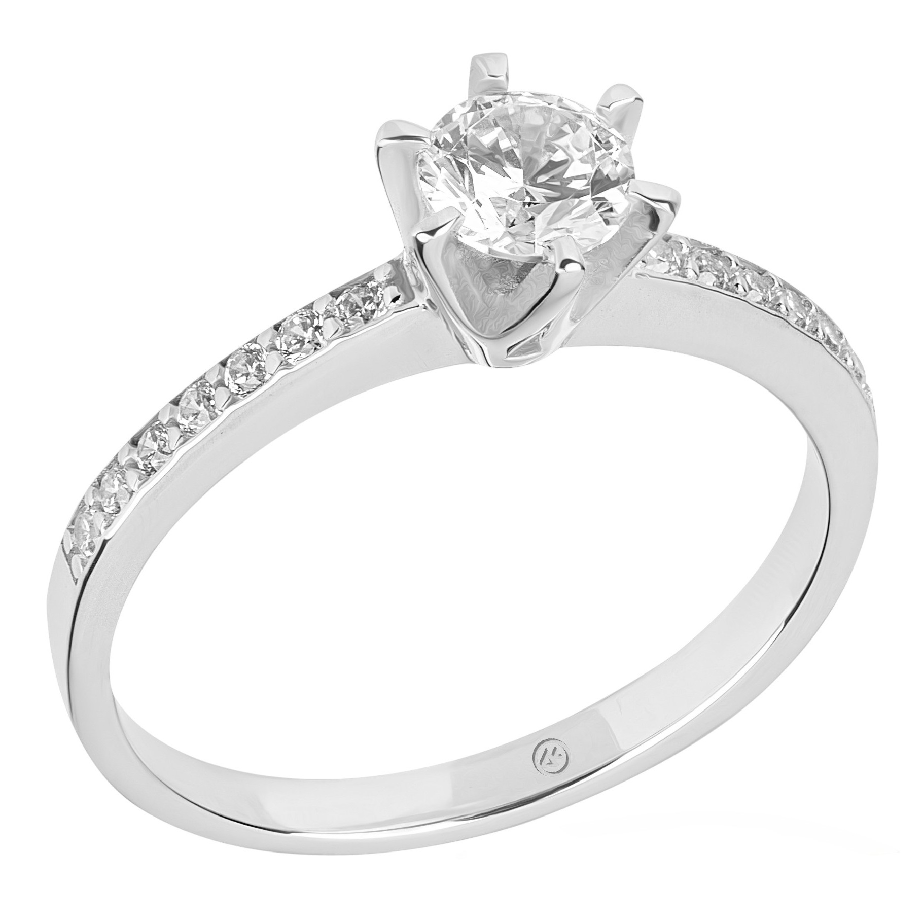 ΔΑΧΤΥΛΙΔΙ Μονόπετρο Κ14 Λευκό Χρυσό με Πέτρες Ζιργκόν ER019W - 