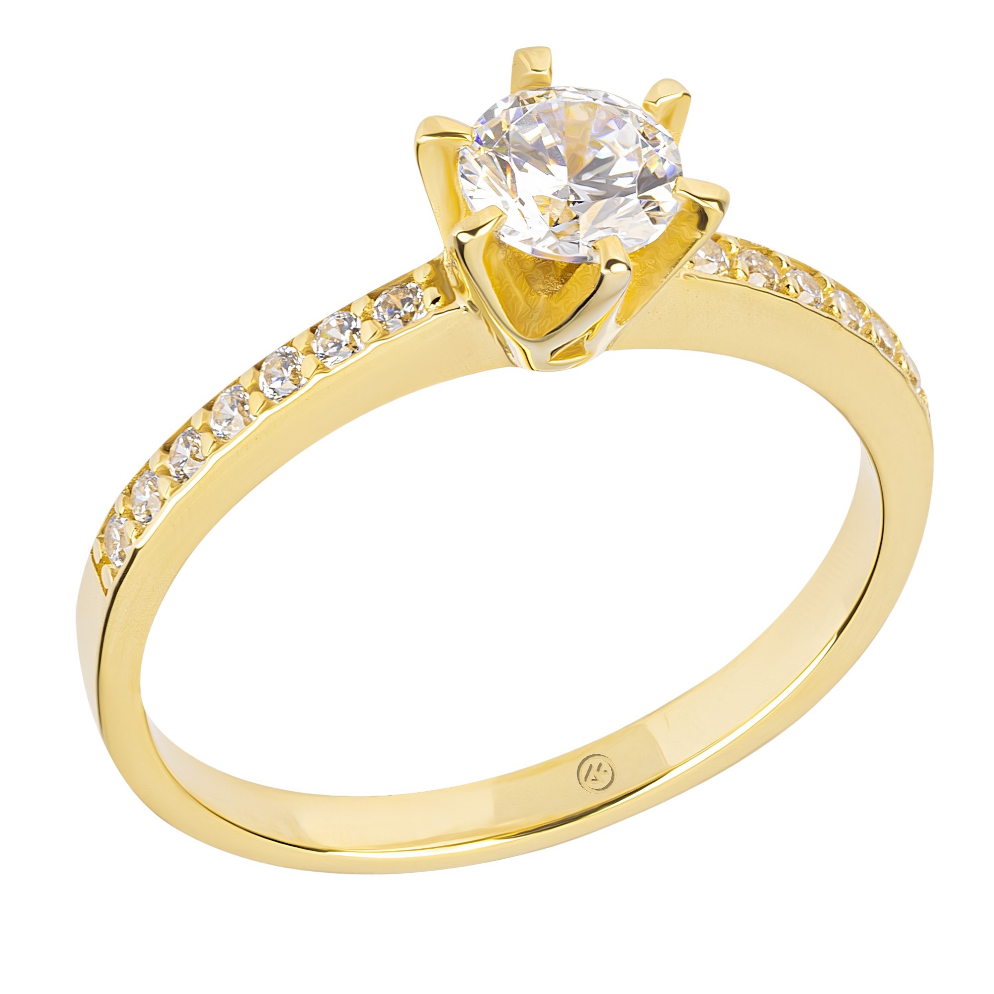 ΔΑΧΤΥΛΙΔΙ Μονόπετρο Κ14 Κίτρινο Χρυσό με Πέτρες Ζιργκόν ER019Y - 