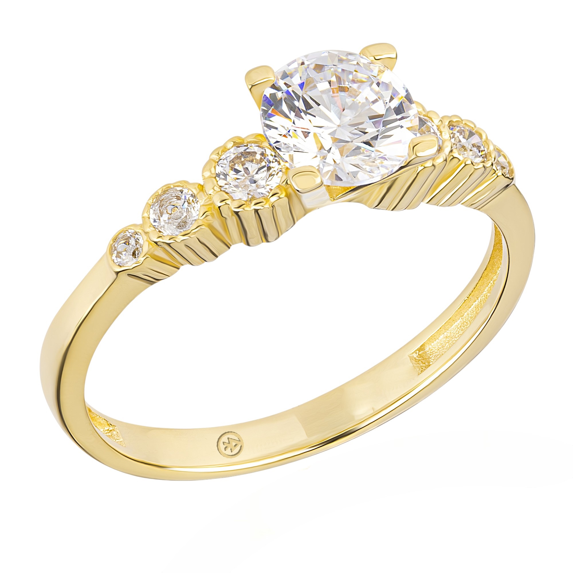 ΔΑΧΤΥΛΙΔΙ Μονόπετρο Κ14 Κίτρινο Χρυσό με Πέτρες Ζιργκόν ER027Y - 