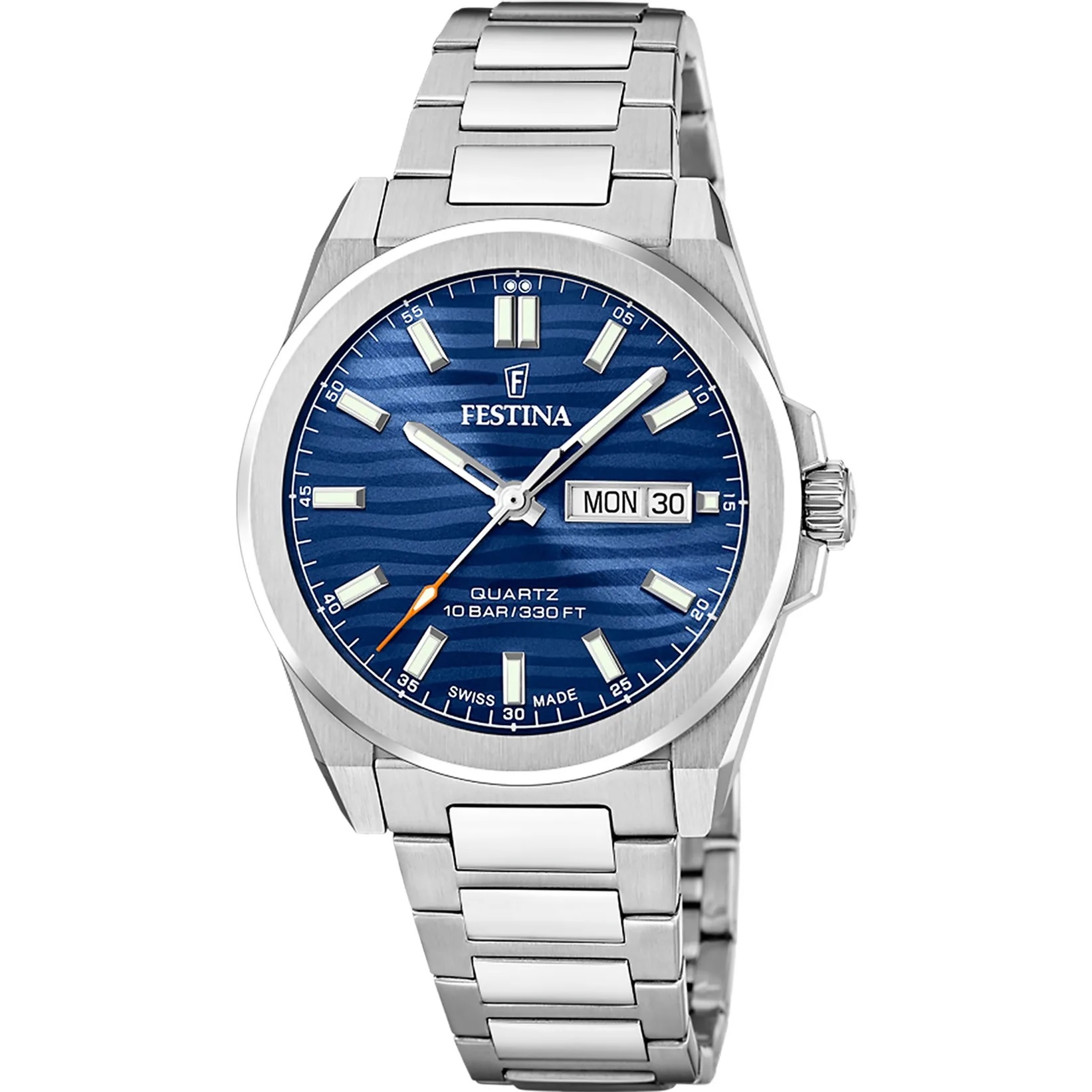 FESTINA Swiss Made Acier Blue Dial 40mm Silver Stainless Steel Bracelet F20073/3 - 