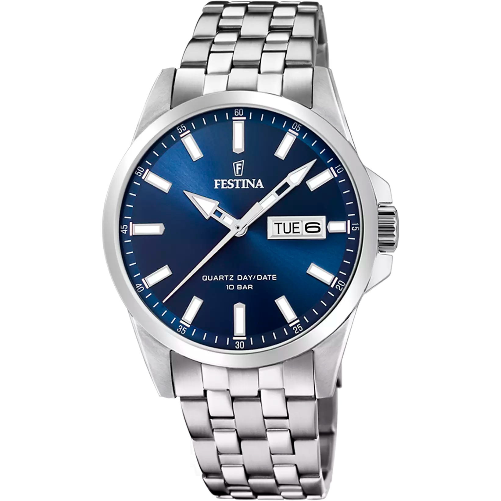 FESTINA Classic Blue Dial 41mm Silver Stainless Steel Bracelet F20357/3 - 