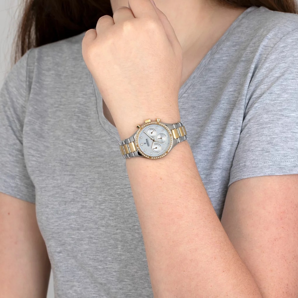 FESTINA Boyfriend Crystals Chronograph White Pearl Dial 36mm Two Tone Gold Stainless Steel Bracelet F20402/1 - 