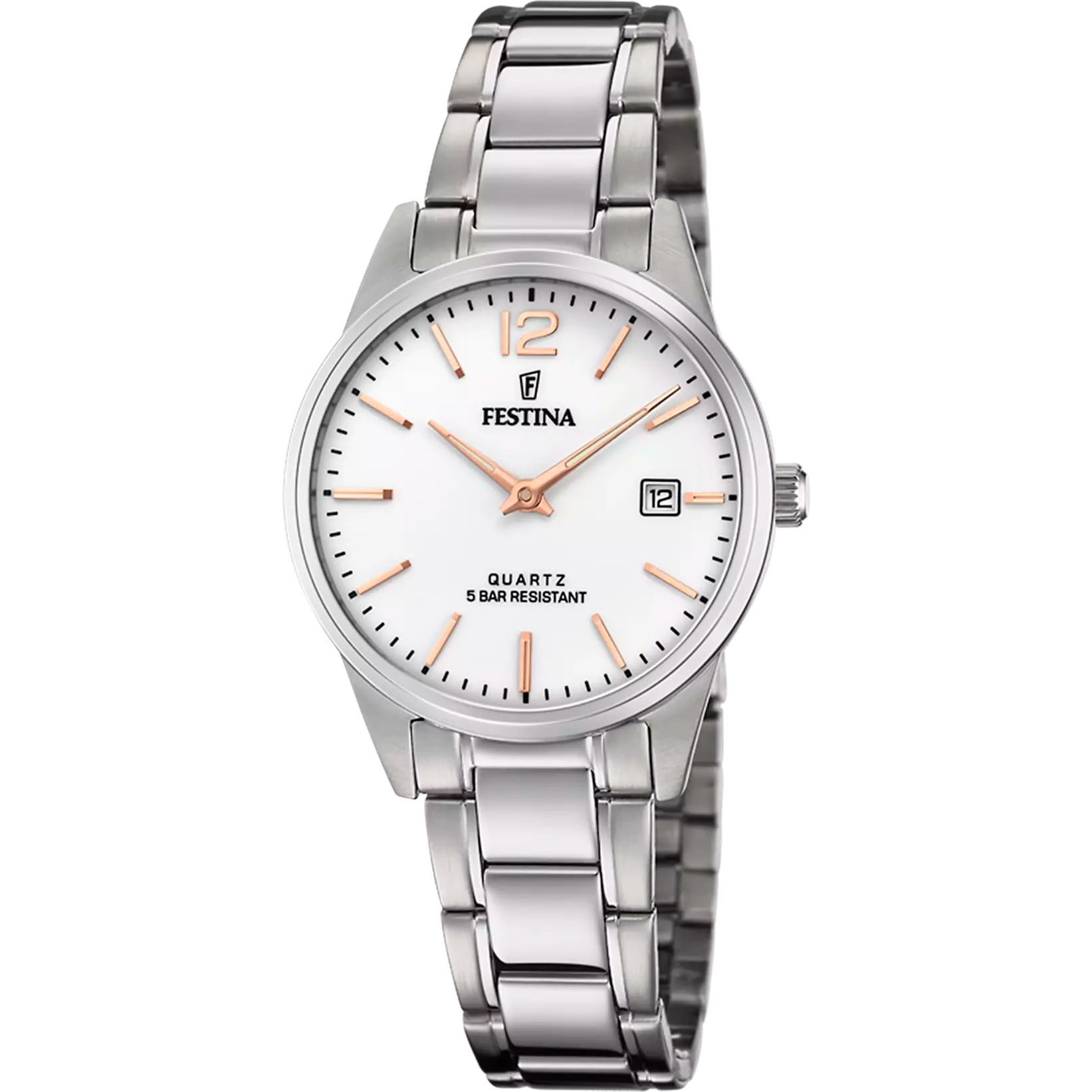 FESTINA Classic Women's White Dial 30.8mm Silver Stainless Steel Bracelet F20509/2 - 