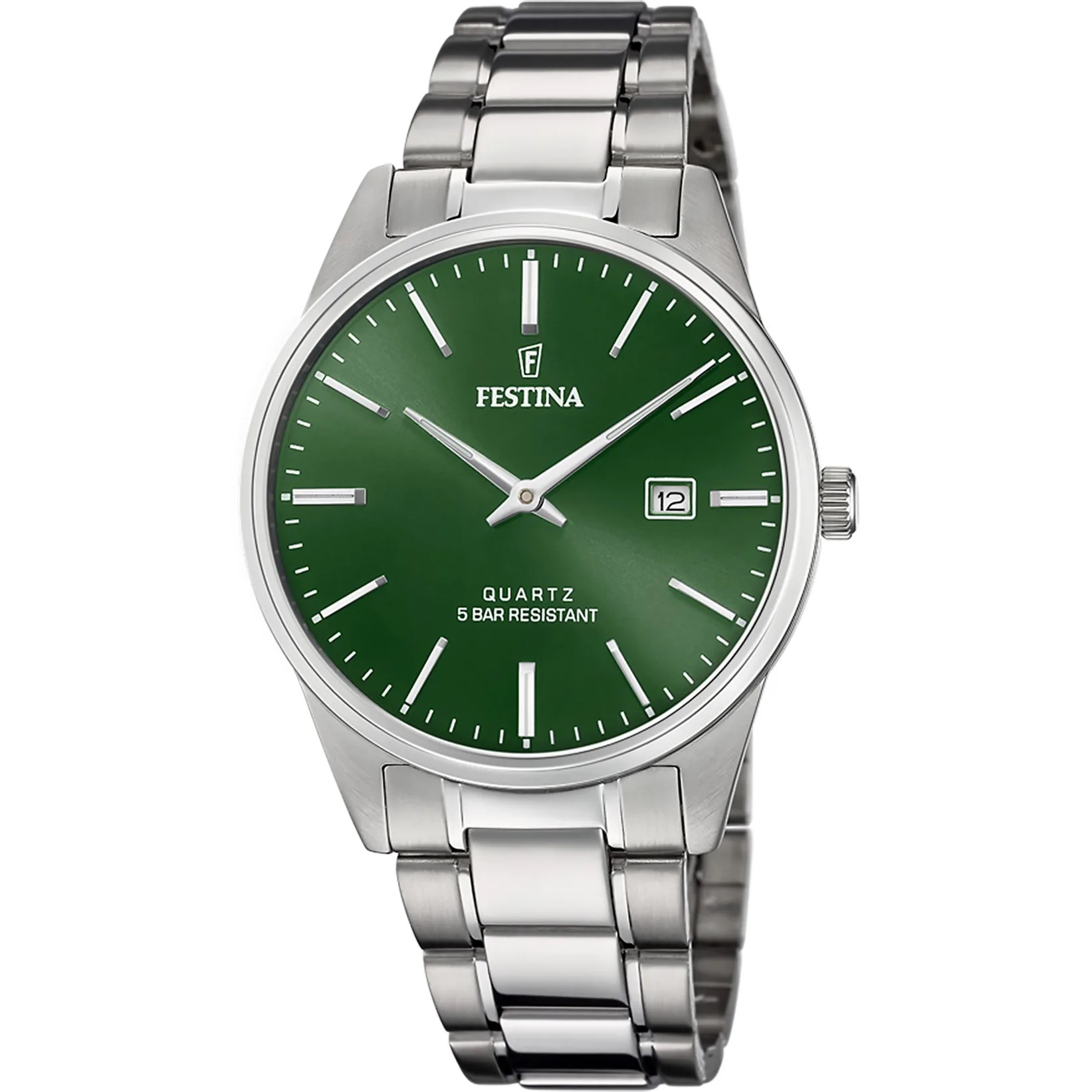 FESTINA Classic Green Dial 39mm Silver Stainless Steel Bracelet F20511/5 - 