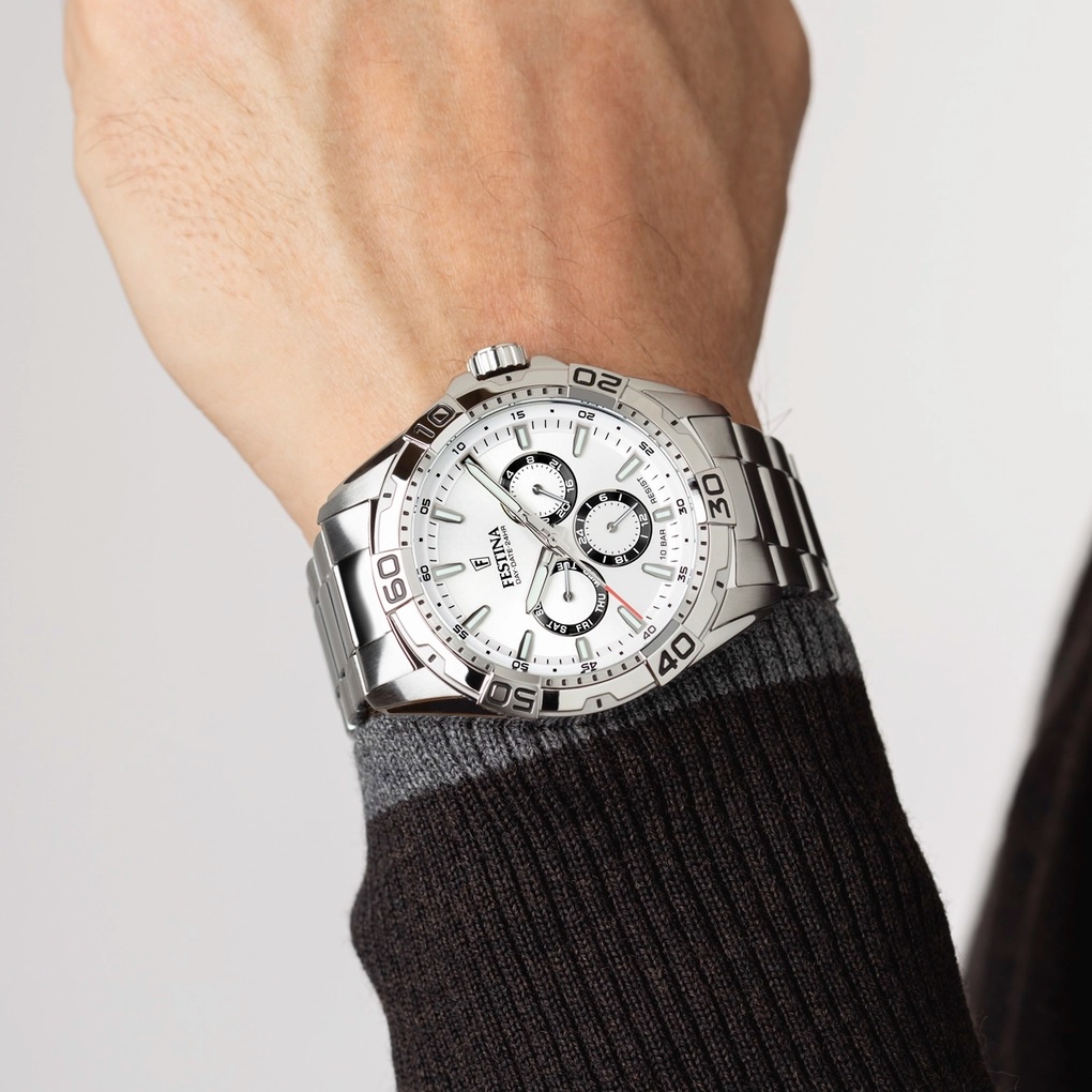 FESTINA Sport Multifunction Silver Dial 44.7mm Silver Stainless Steel Bracelet F20623/1 - 