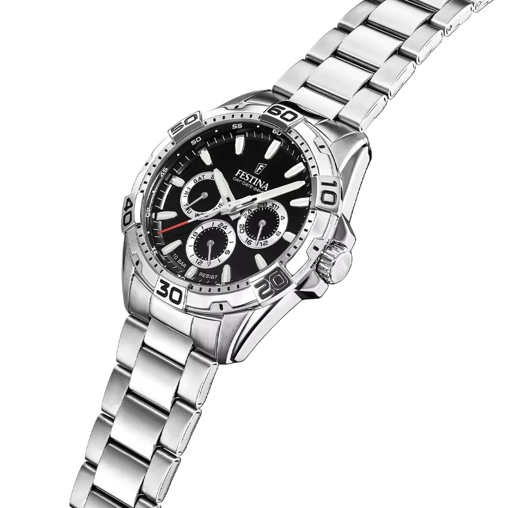 FESTINA Sport Multifunction Black Silver Dial 44.7mm Silver Stainless Steel Bracelet F20623/4 - 3