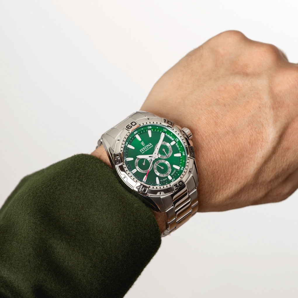 FESTINA Sport Multifunction Green Dial 44.7mm Silver Stainless Steel Bracelet F20623/3 - 2