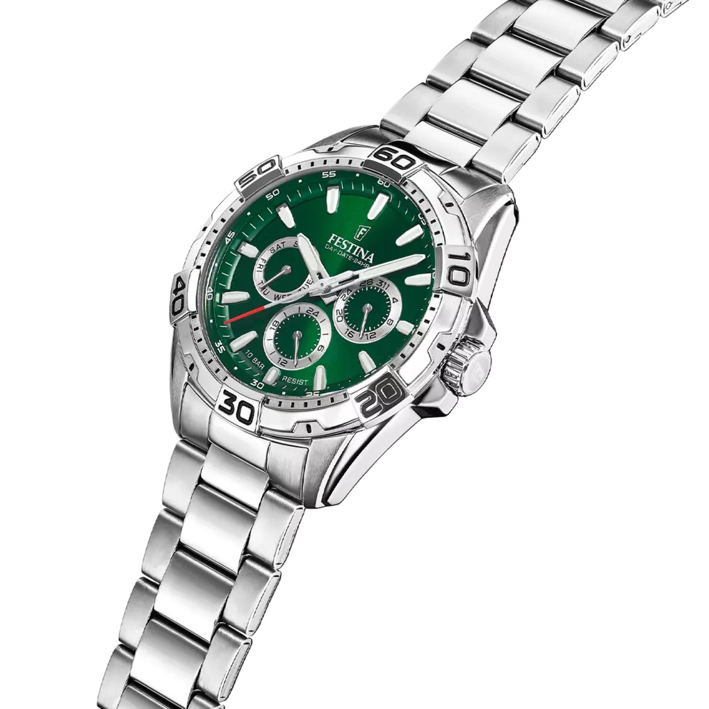 FESTINA Sport Multifunction Green Dial 44.7mm Silver Stainless Steel Bracelet F20623/3 - 3