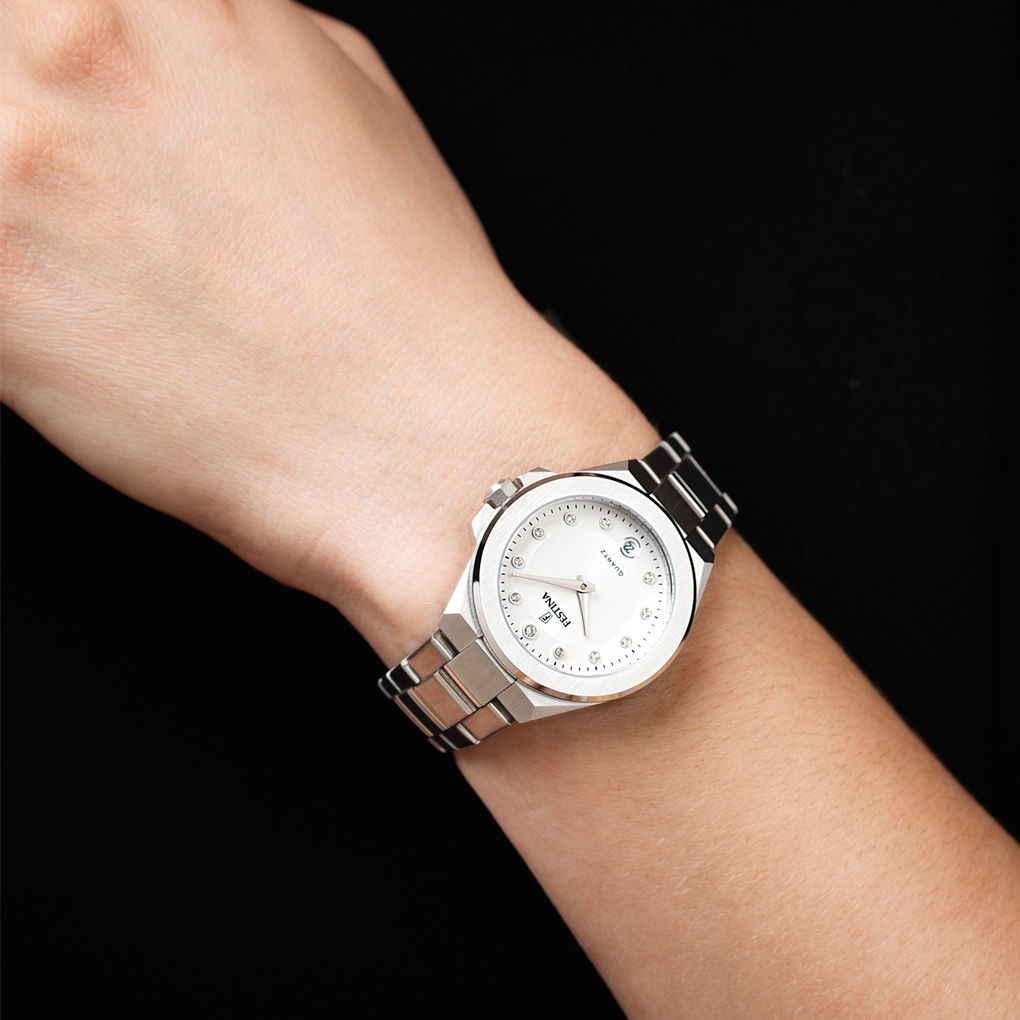 FESTINA Mademoiselle Silver Dial with Crystals 33mm Silver Stainless Steel Bracelet F20700/1 - 