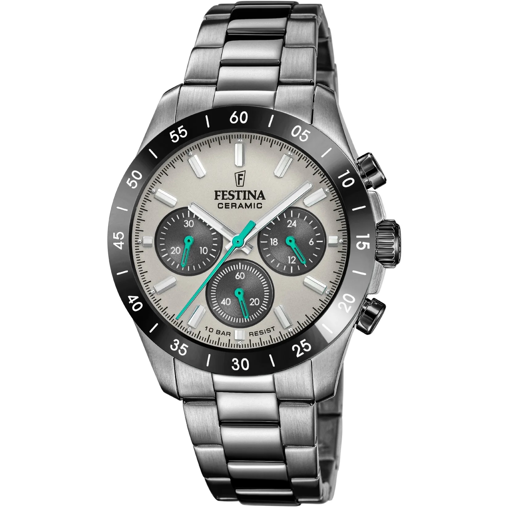 FESTINA Ceramic Chronograph Grey Dial 39mm Grey Stainless Steel Bracelet F20703/1 - 