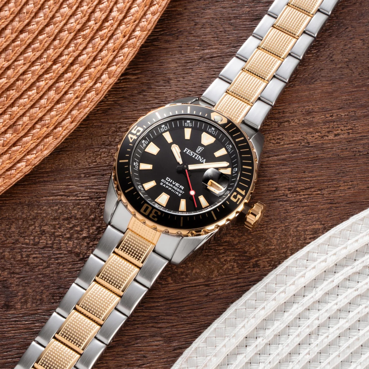 FESTINA Diver Professional Black Dial 41mm Two-Tone Gold Stainless Steel Bracelet F20706/3 - 3