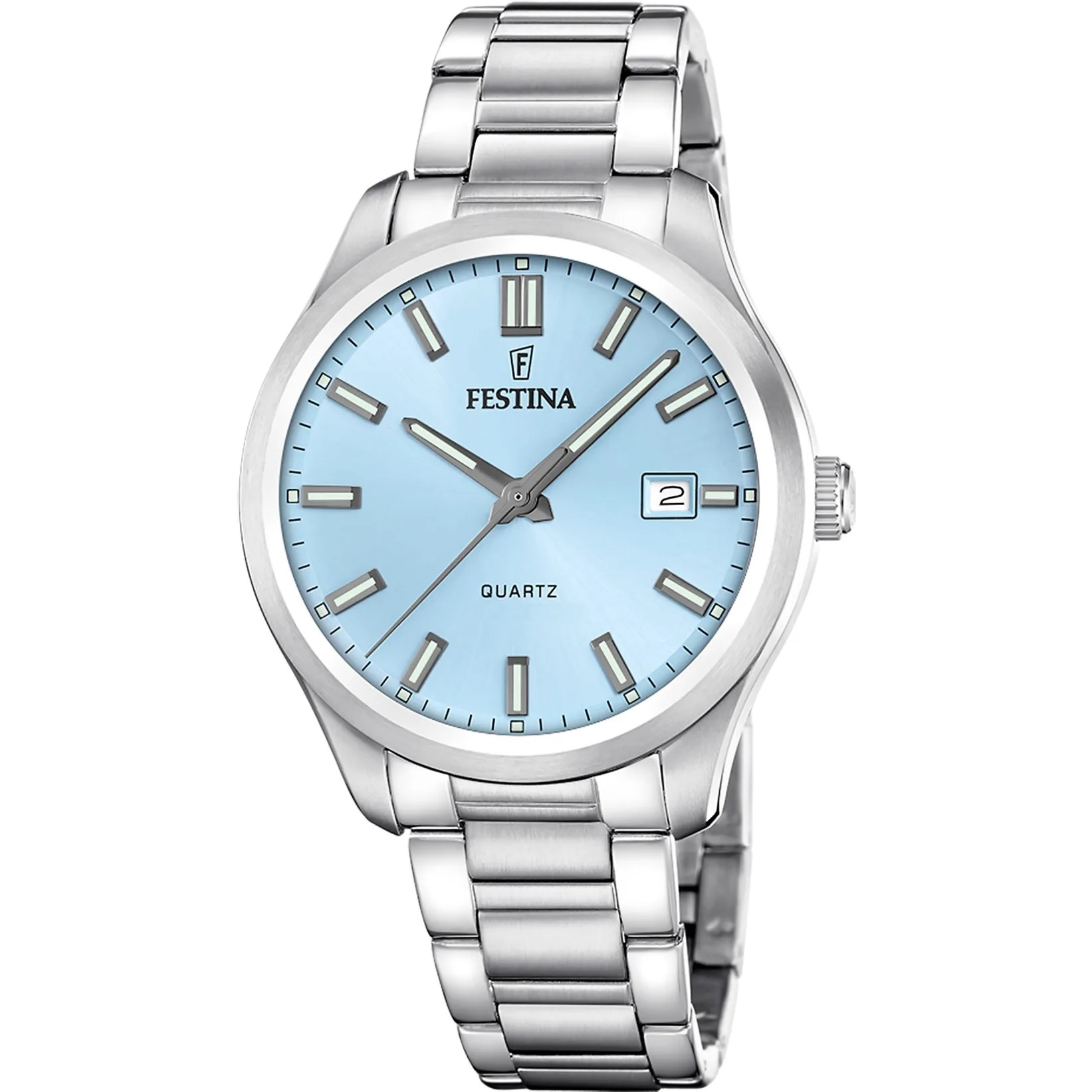 FESTINA Classic Light Blue Dial 42mm Silver Stainless Steel Bracelet F20736/2 - 