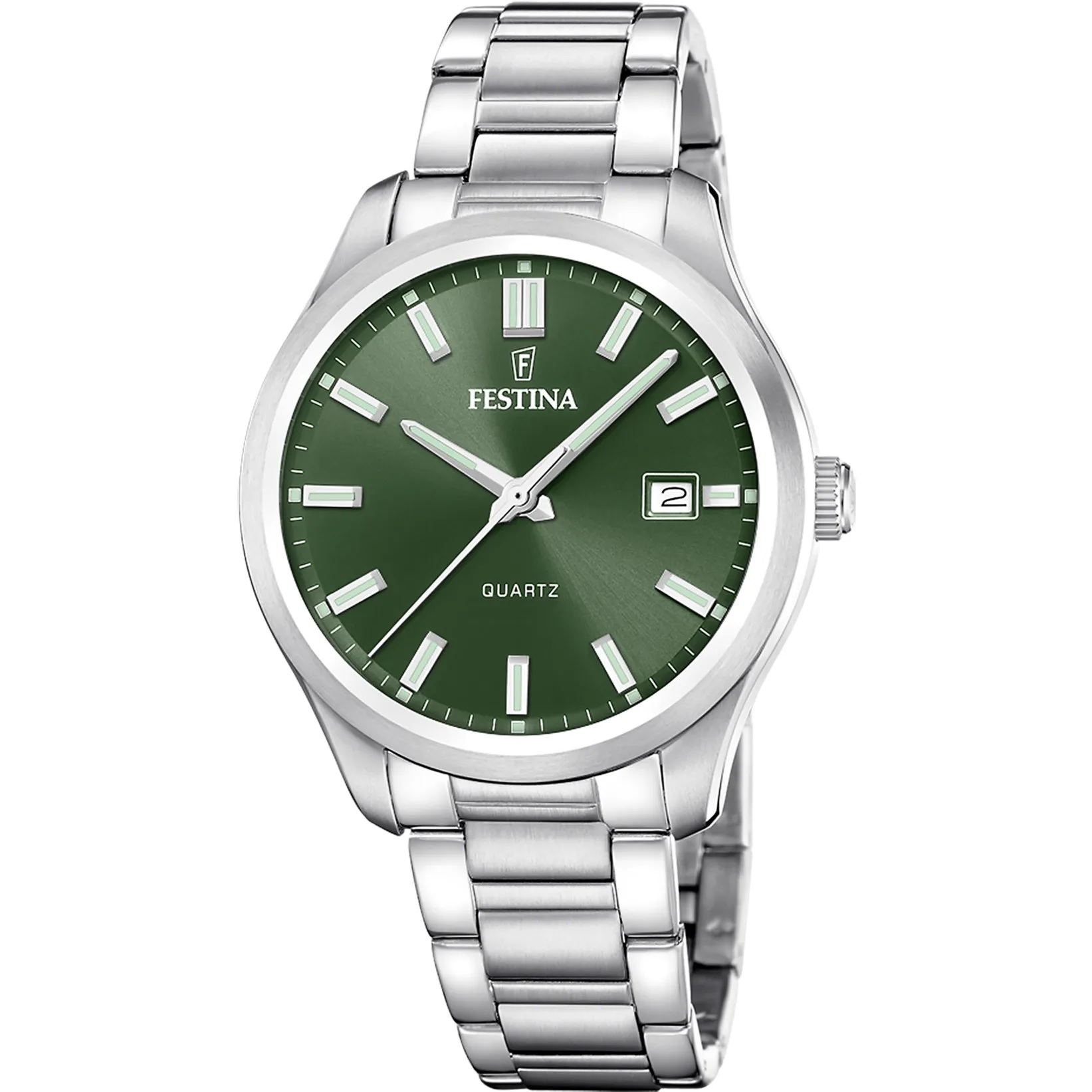 FESTINA Classic Green Dial 42mm Silver Stainless Steel Bracelet F20736/4 - 