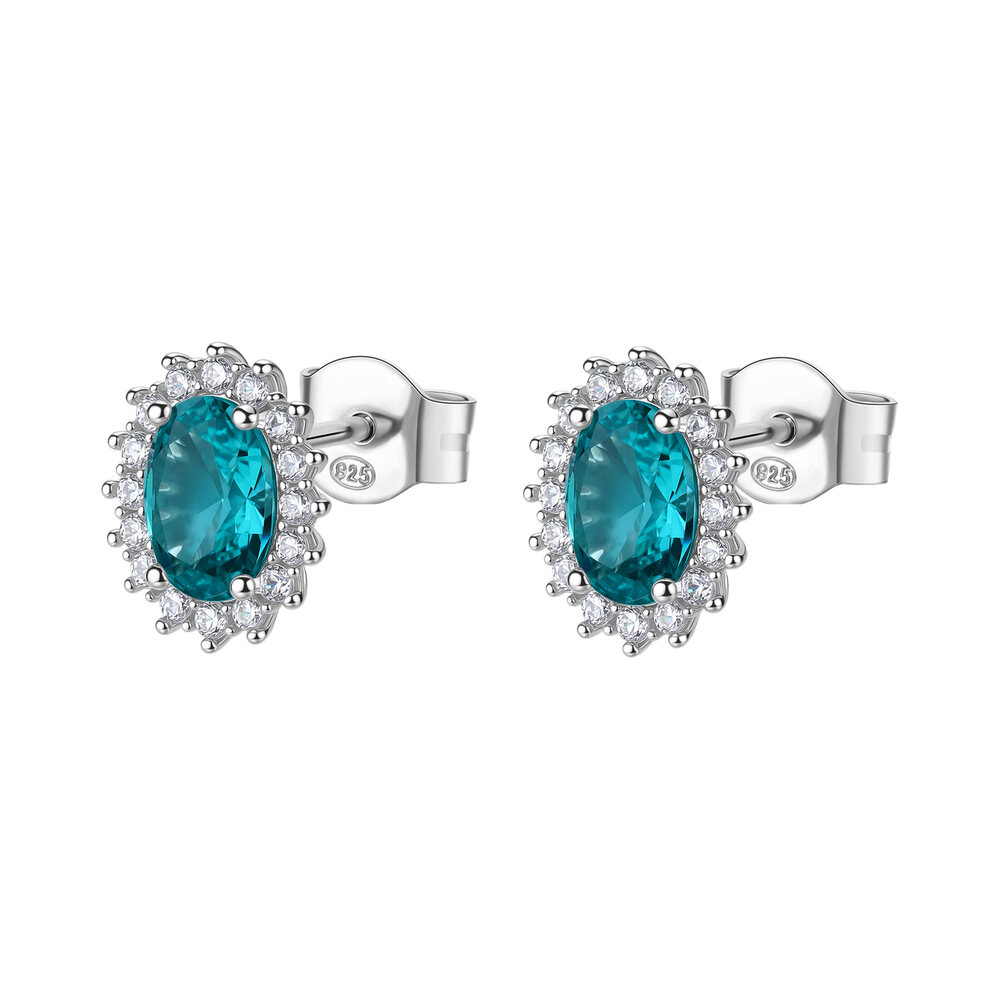 ΣΚΟΥΛΑΡΙΚΙΑ Ροζέτα BROSWAY Jewellery Fancy Aqua Green από Ασήμι 925° με Paraiba και Λευκές Πέτρες Ζιργκόν FAG18 - 