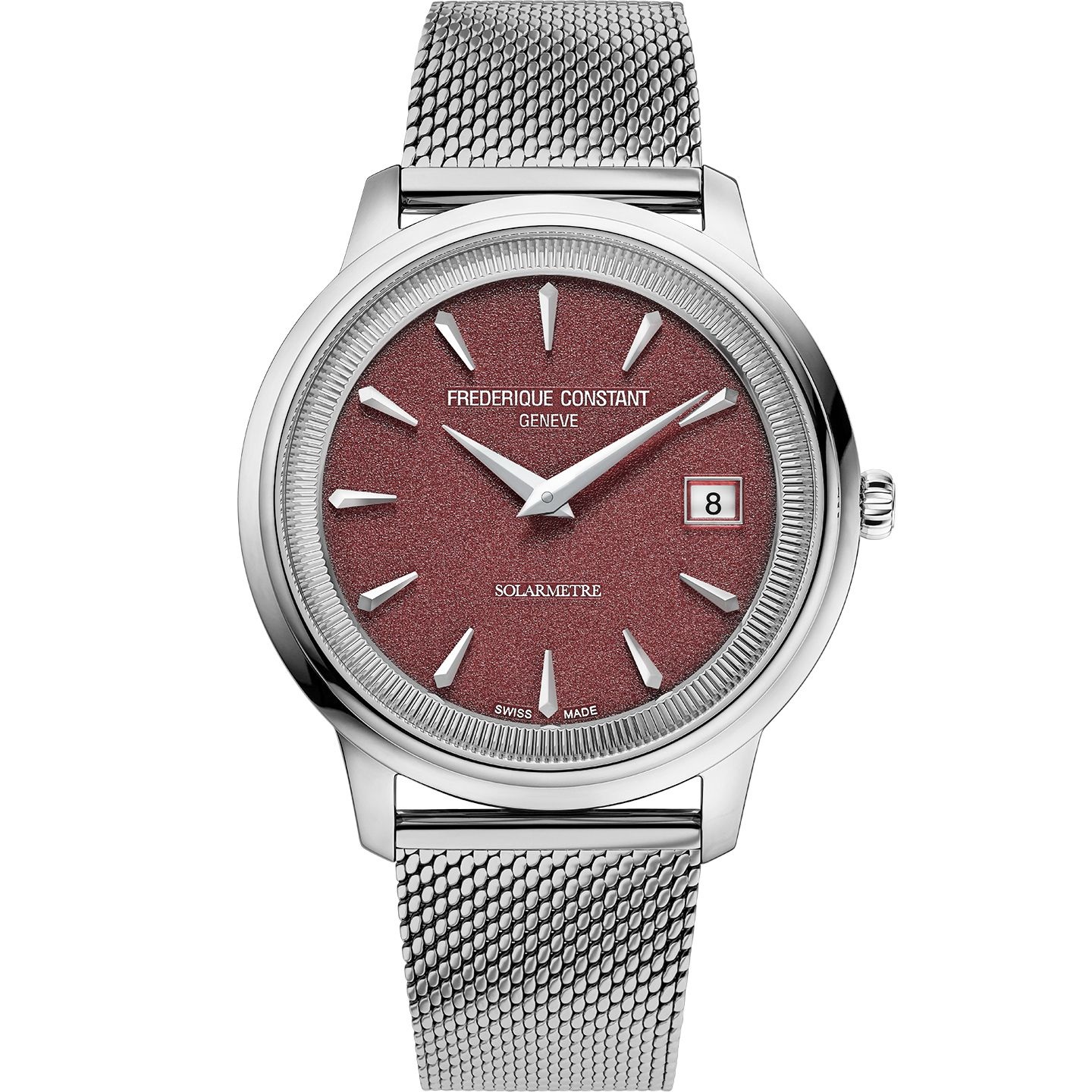 FREDERIQUE CONSTANT Classics Moneta Solarmetre Red Dial 39mm Silver Stainless Steel Blue Leather Strap FC-120BRG3S6 - 3