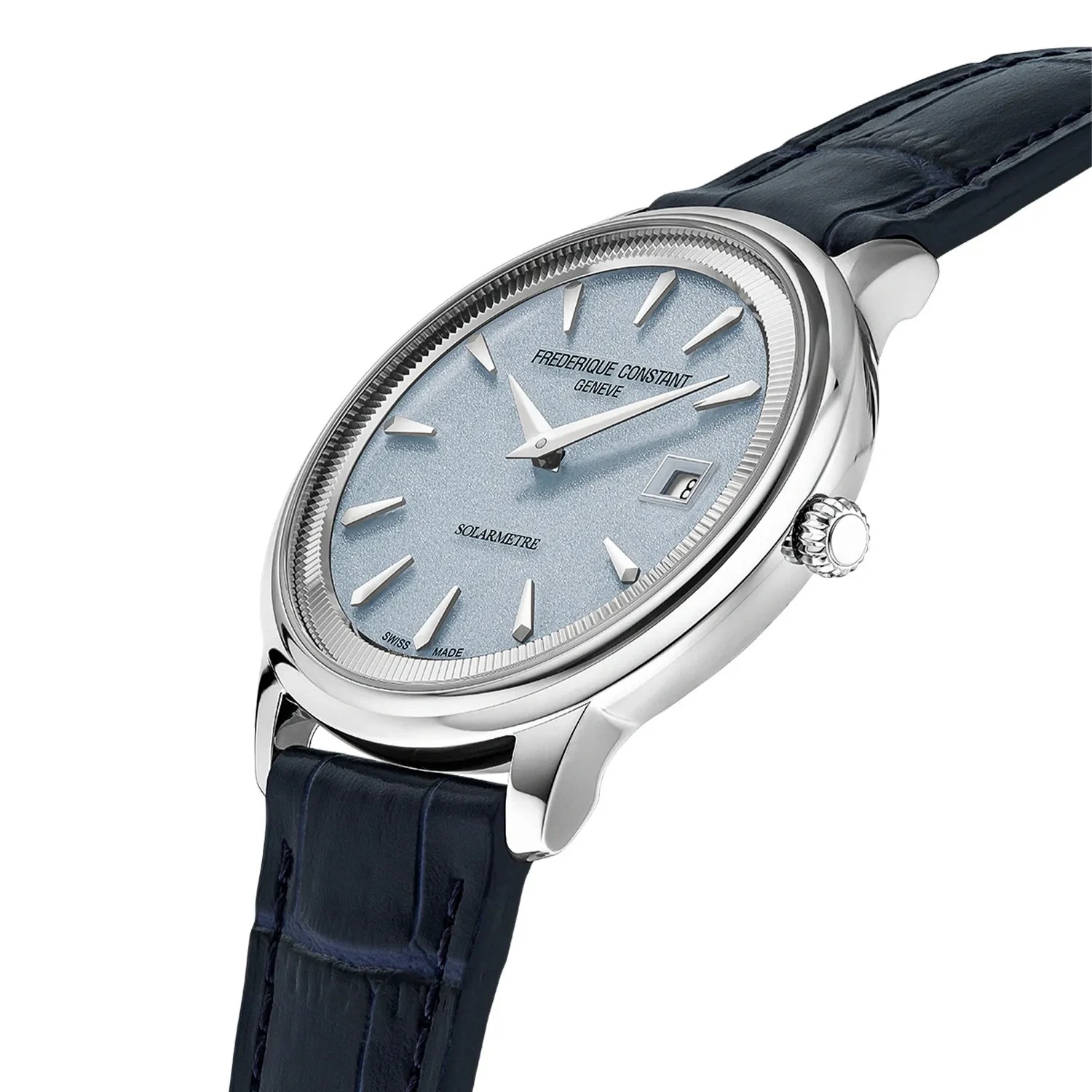FREDERIQUE CONSTANT Classics Moneta Solarmetre Light Blue Dial 39mm Silver Stainless Steel Blue Leather Strap FC-120LB3S6 - 3