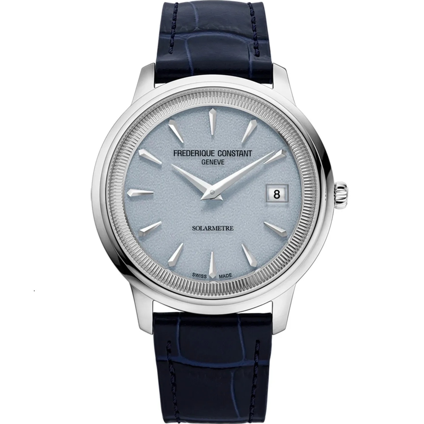 FREDERIQUE CONSTANT Classics Moneta Solarmetre Light Blue Dial 39mm Silver Stainless Steel Blue Leather Strap FC-120LB3S6 - 