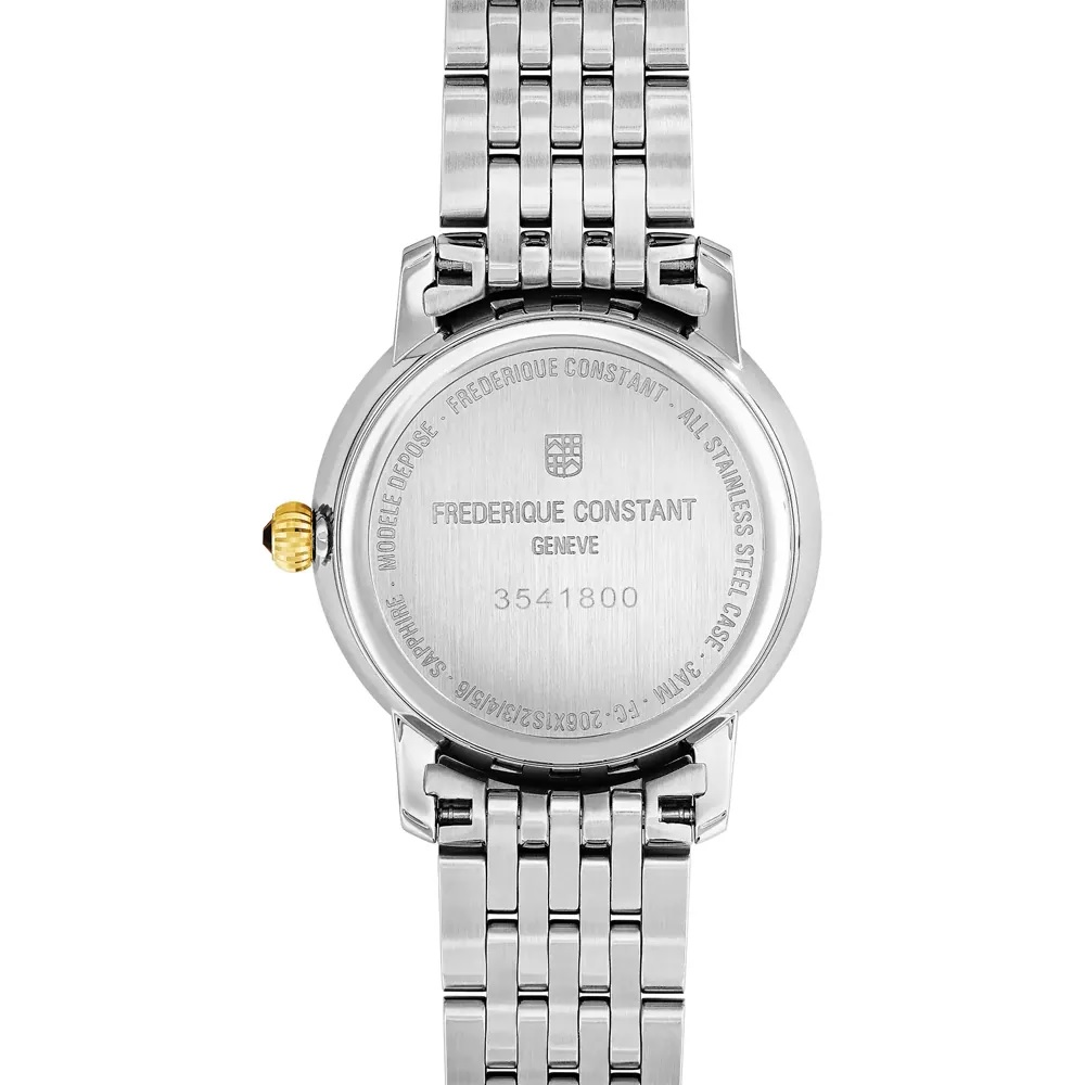 FREDERIQUE CONSTANT Classics Slimline Moonphase White Pearl Dial with Diamonds 30mm Two Tone Gold Stainless Steel Bracelet FC-206MPWD1S3B - 8