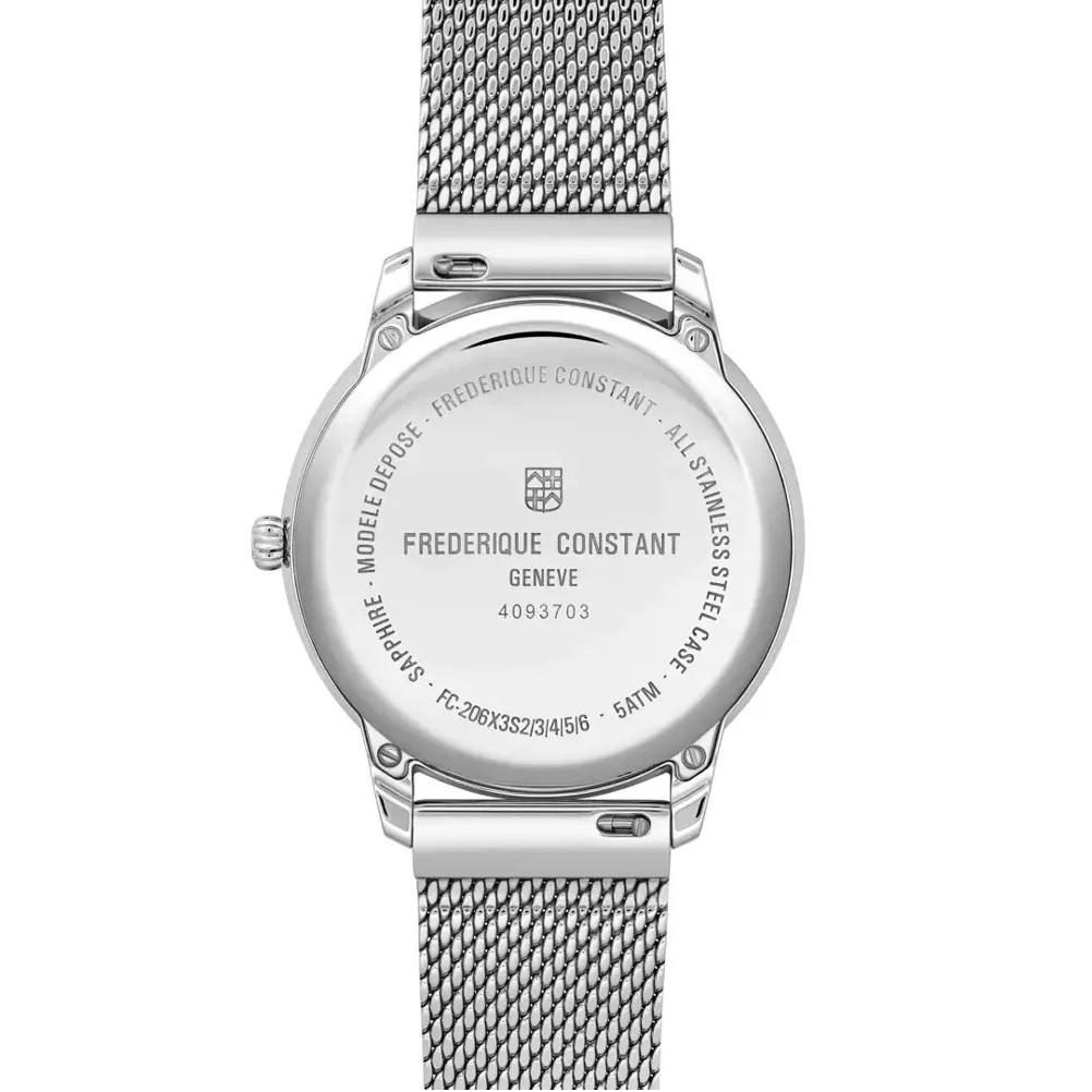 FREDERIQUE CONSTANT Moneta Moonphase Blue Dial 37mm Silver Stainless Steel Milanese Bracelet FC-206N3S6B - 5