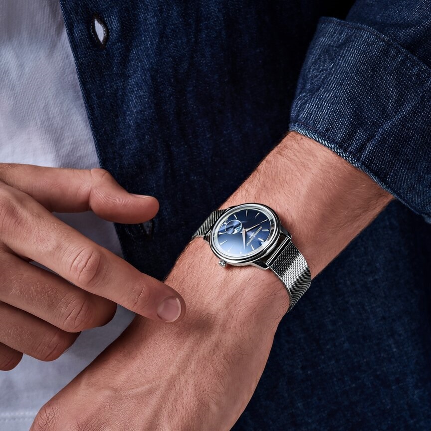 FREDERIQUE CONSTANT Moneta Moonphase Blue Dial 37mm Silver Stainless Steel Milanese Bracelet FC-206N3S6B - 6