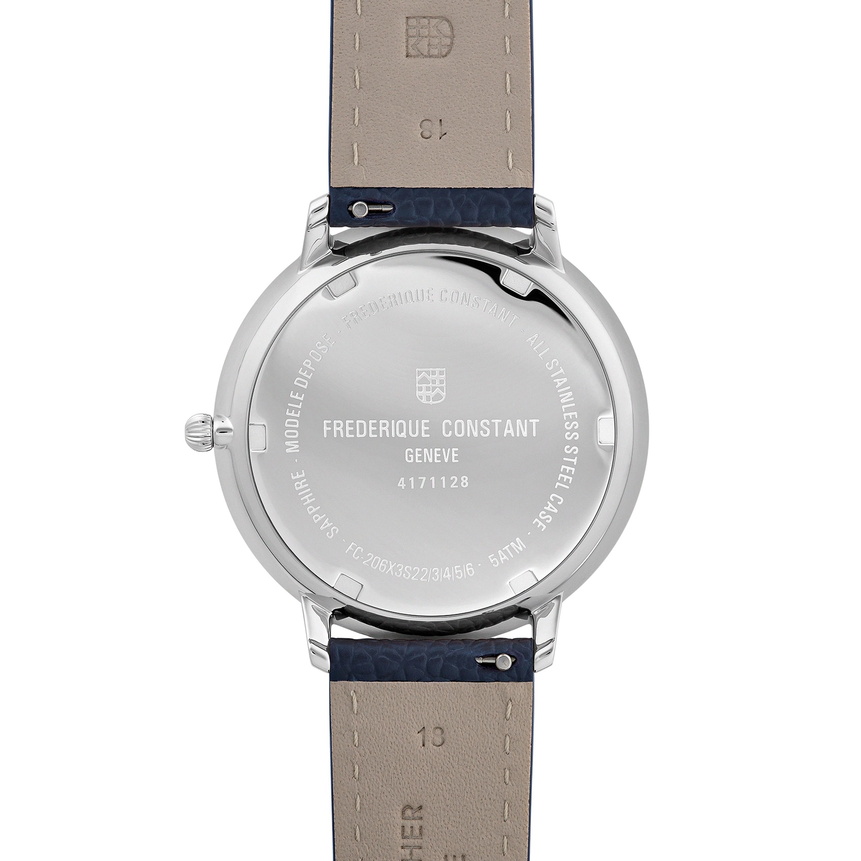 FREDERIQUE CONSTANT Classics Quartz Moonphase Silver Sunray Dial 39mm Silver Stainless Steel Blue Leather Strap FC-206RS3S6 - 4