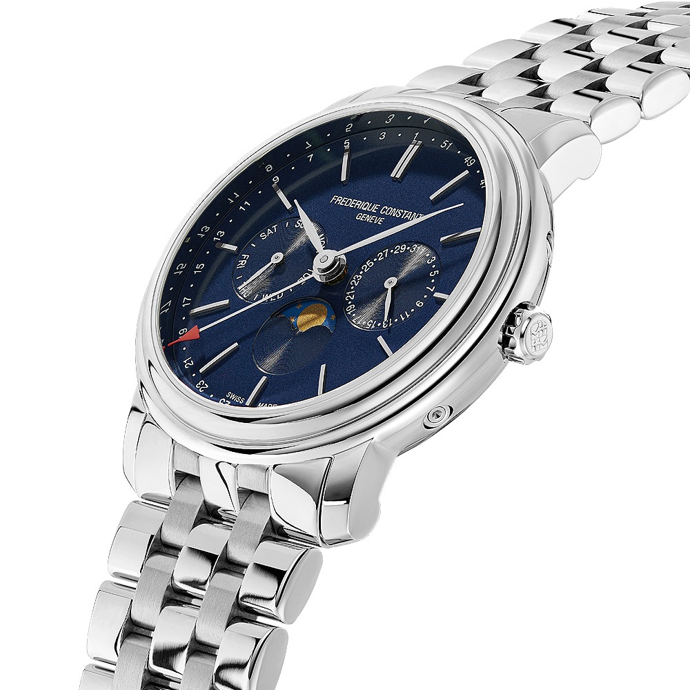 FREDERIQUE CONSTANT Business Timer Moonphase Blue Dial 40mm Silver Stainless Steel Bracelet FC-270N4P6B - 3