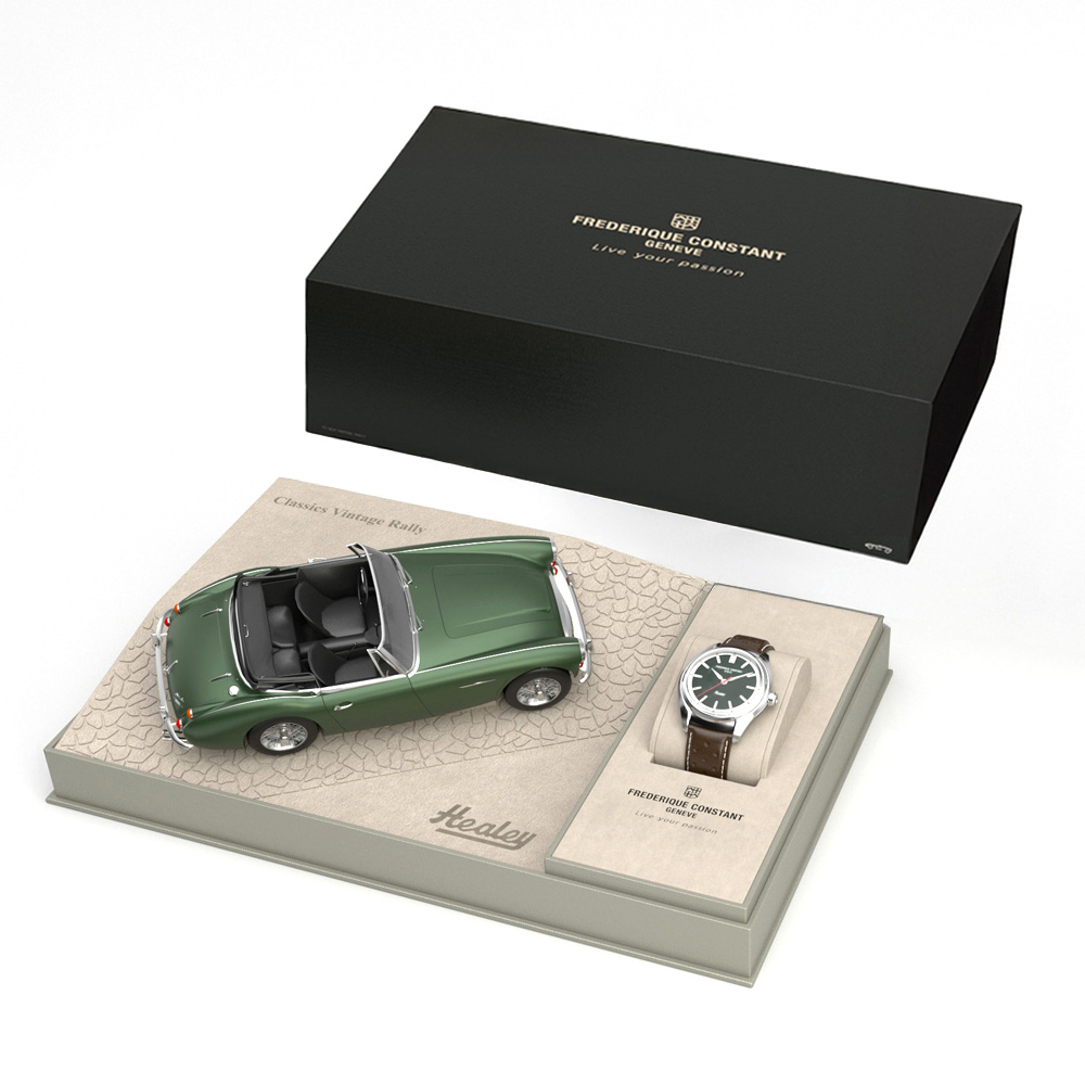 FREDERIQUE CONSTANT Classics Vintage Rally Healey Automatic Green Dial 40mm Silver Stainless Steel Brown Leather Strap FC-301HGRS5B26 - 5