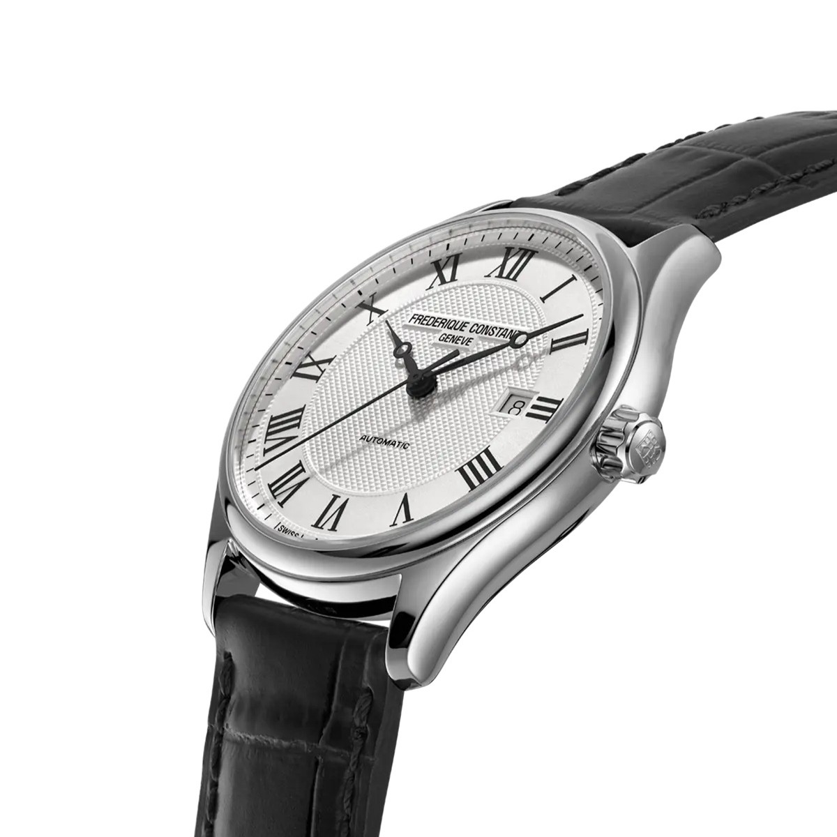 FREDERIQUE CONSTANT Index Automatic White Dial 40mm Silver Stainless Steel Black Leather Strap FC-303MC5B6 - 