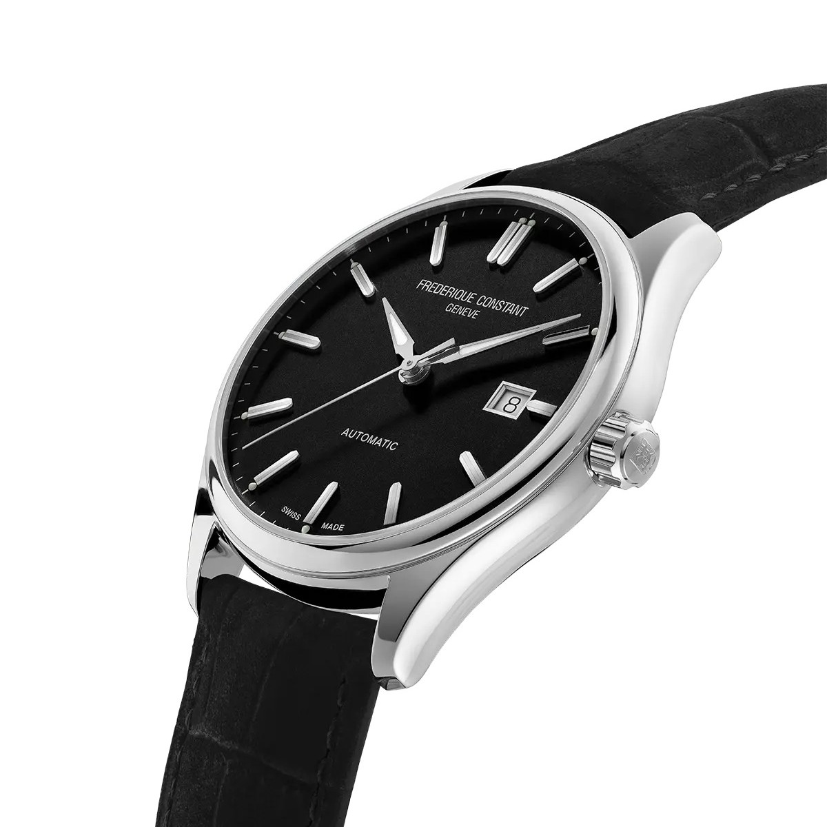 FREDERIQUE CONSTANT Index Automatic Black Dial 40mm Silver Stainless Steel Black Leather Strap FC-303NB5B6 - 3