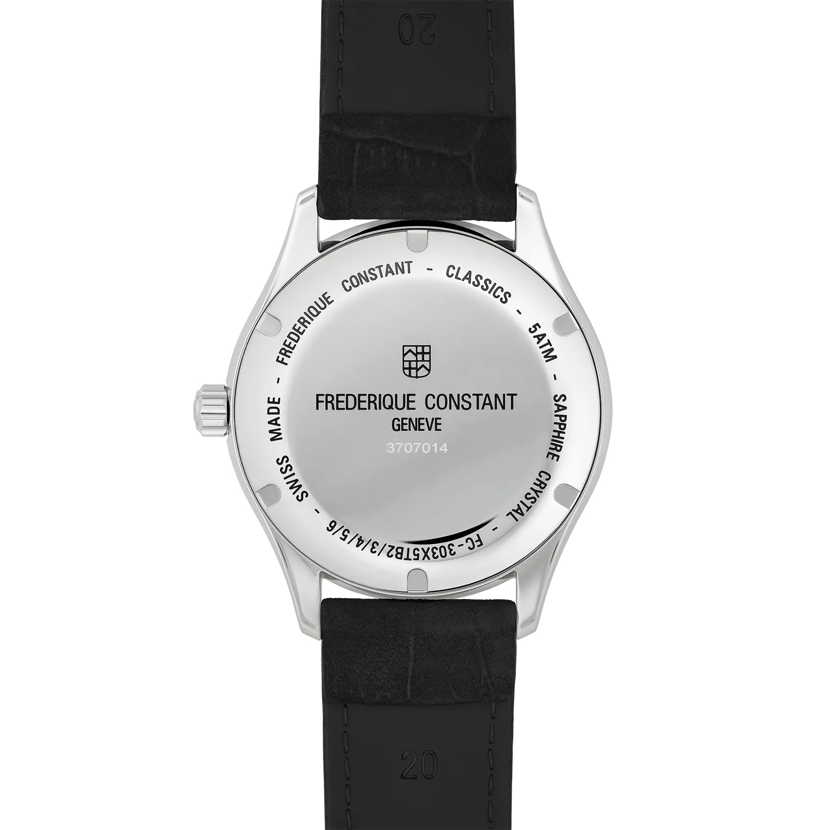 FREDERIQUE CONSTANT Index Automatic Black Dial 40mm Silver Stainless Steel Black Leather Strap FC-303NB5B6 - 4